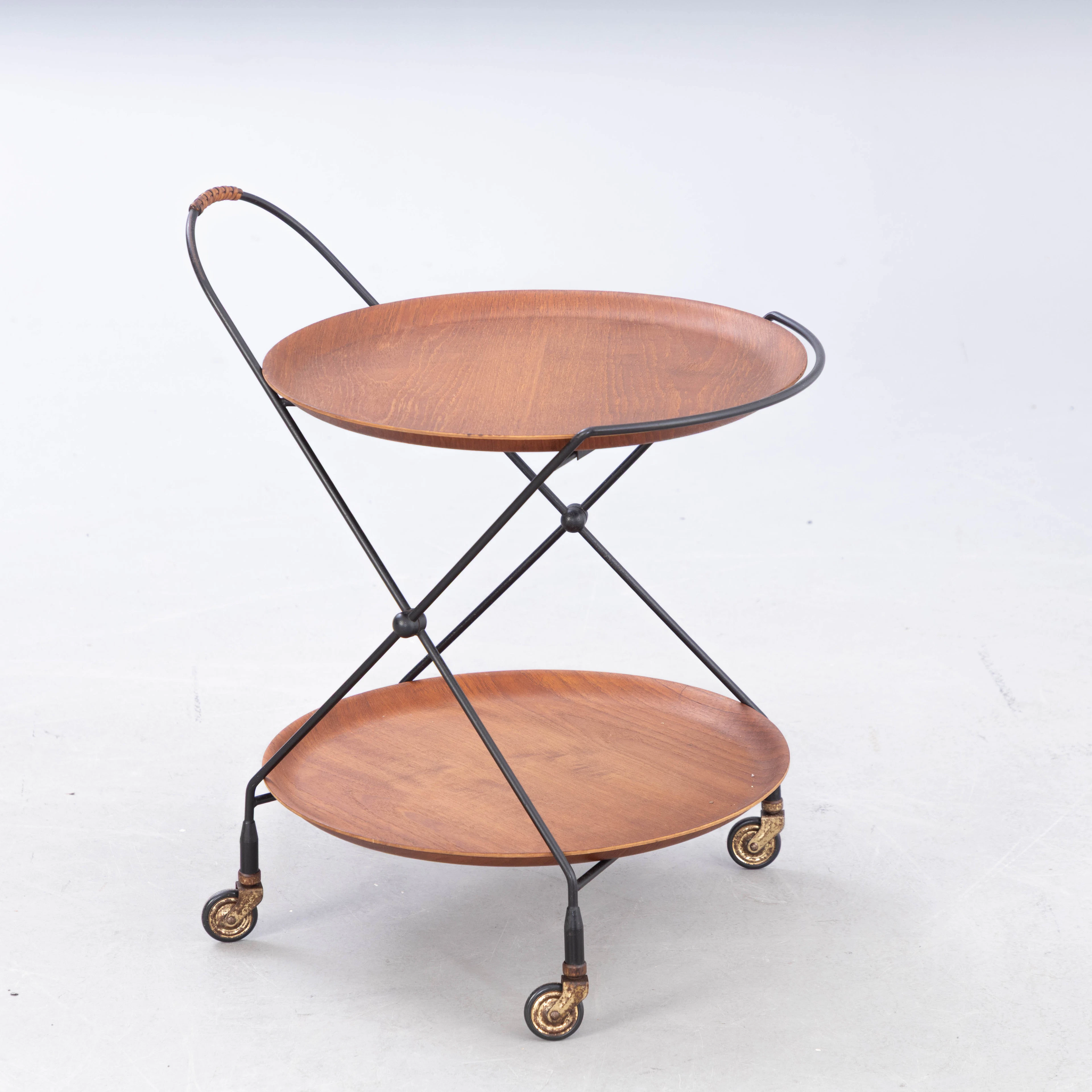 Servierwagen in Teak, klappbar, Schweden, 1960er Jahre.