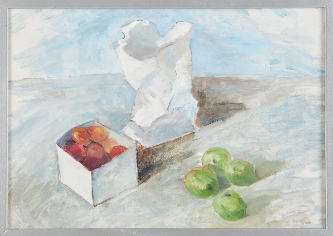 WILLEM DE GEER. "Den vita påsen", stilleben, olja på duk, signerad.