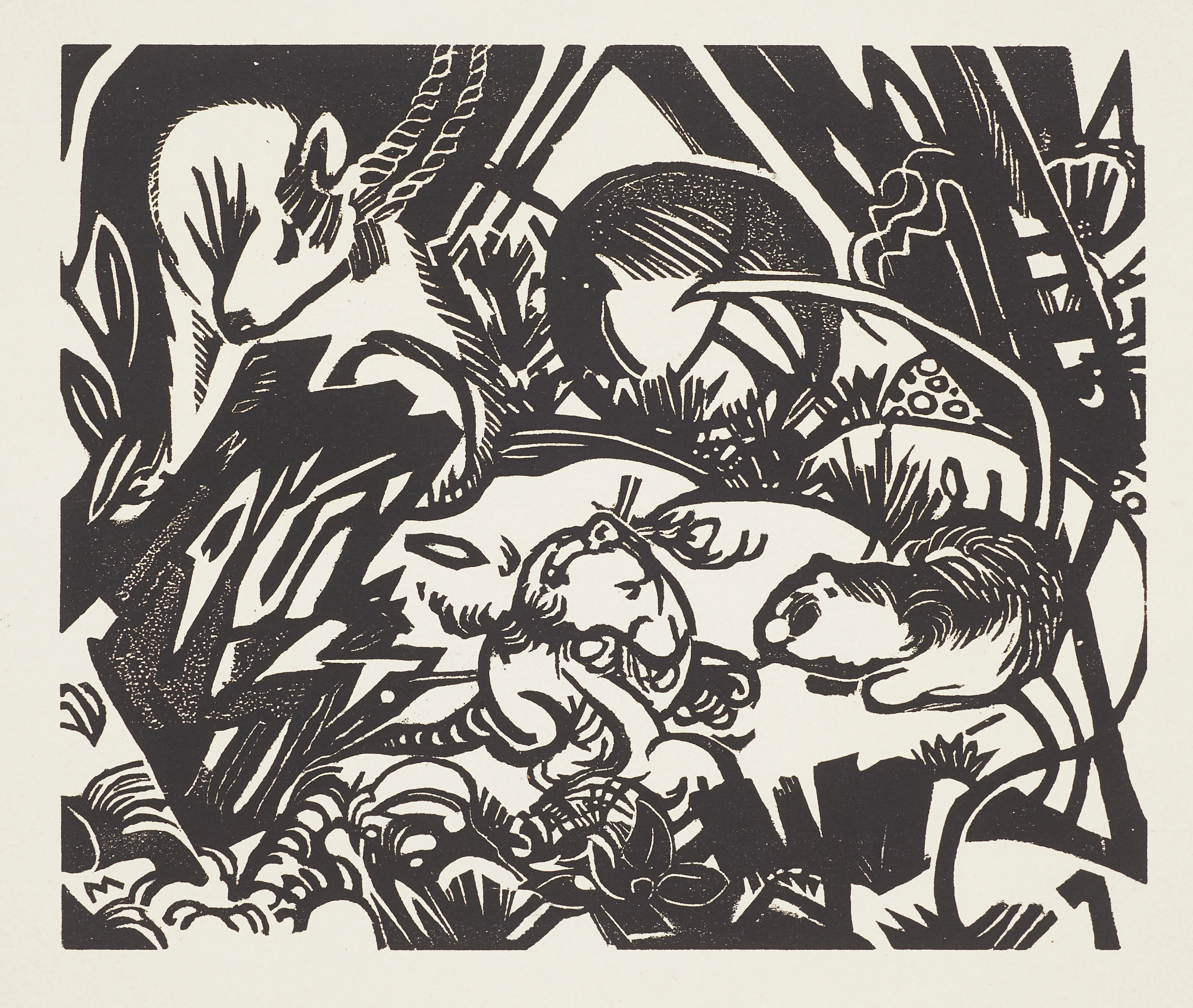 FRANZ MARC (1880-1916). EFTER. Tierlegenden (1912), träsnitt, á tergo