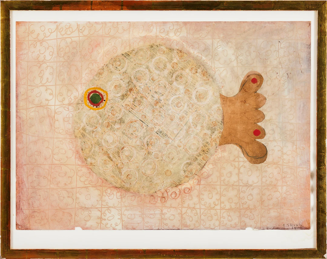 ERNEST SALVADO ( SPA 1929-1985). Komposition, blandteknik med collage