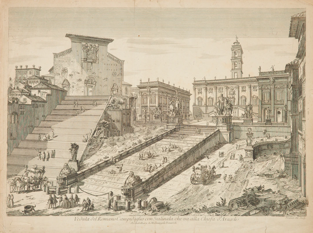 GIOVANNI BATTISTA PIRANESI. KOPPARSTICK, motiv från kapitolinska kullen