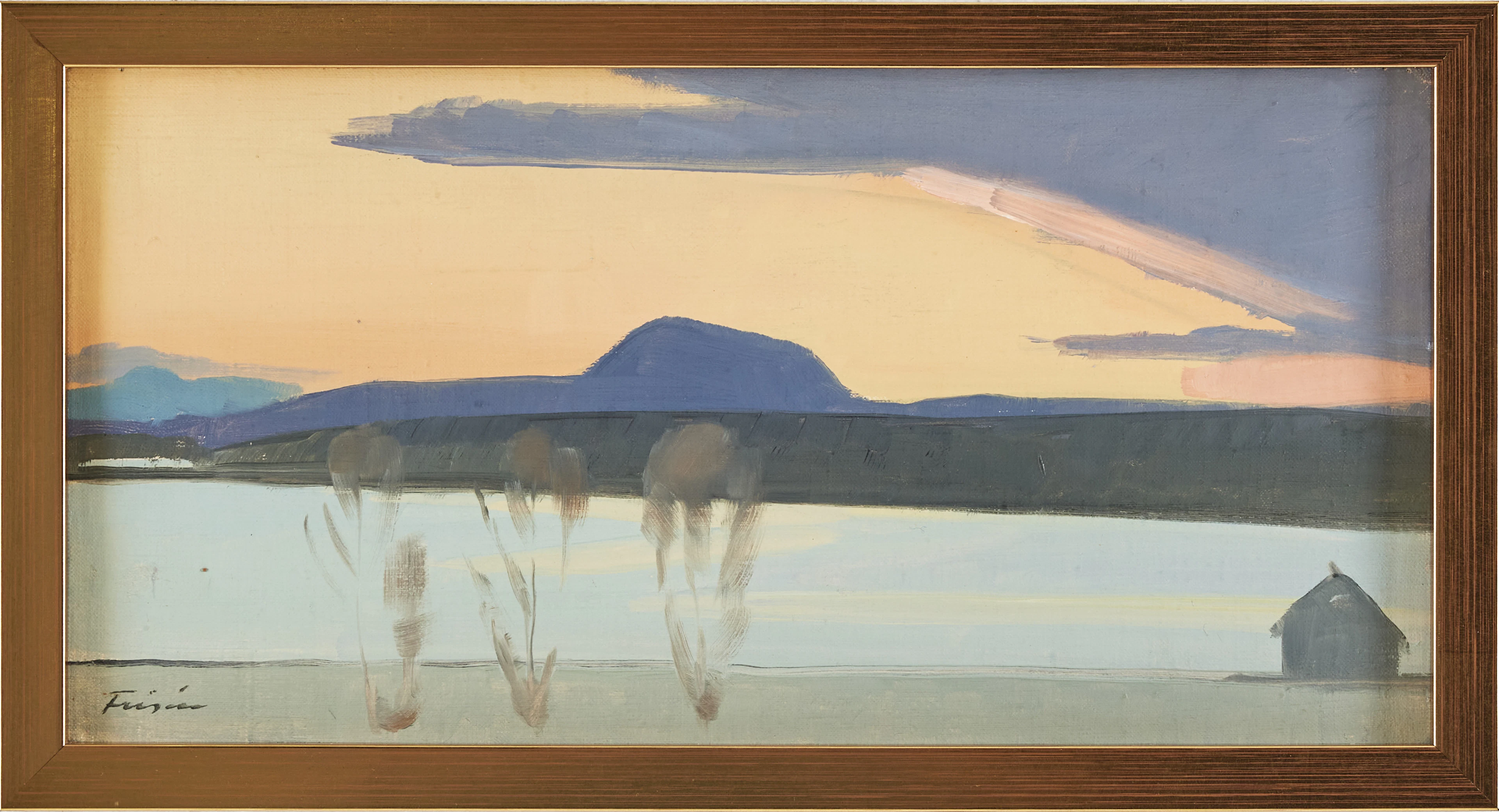 VERA FRISÉN. Gul himmel över landskap.