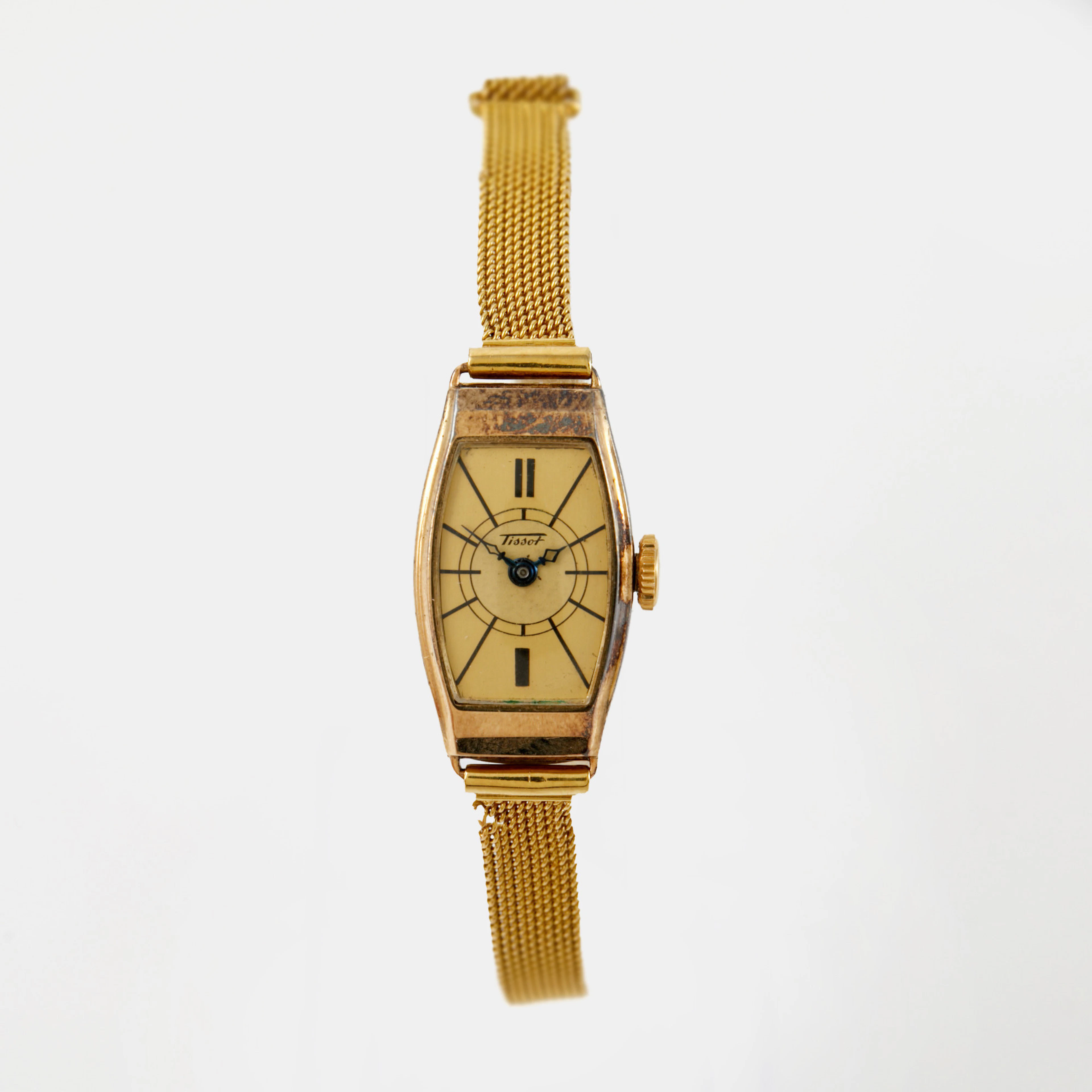 TISSOT, boett i 14 k guld, 14x25 mm, länk i 18 k guld, omkring 1900-talets
