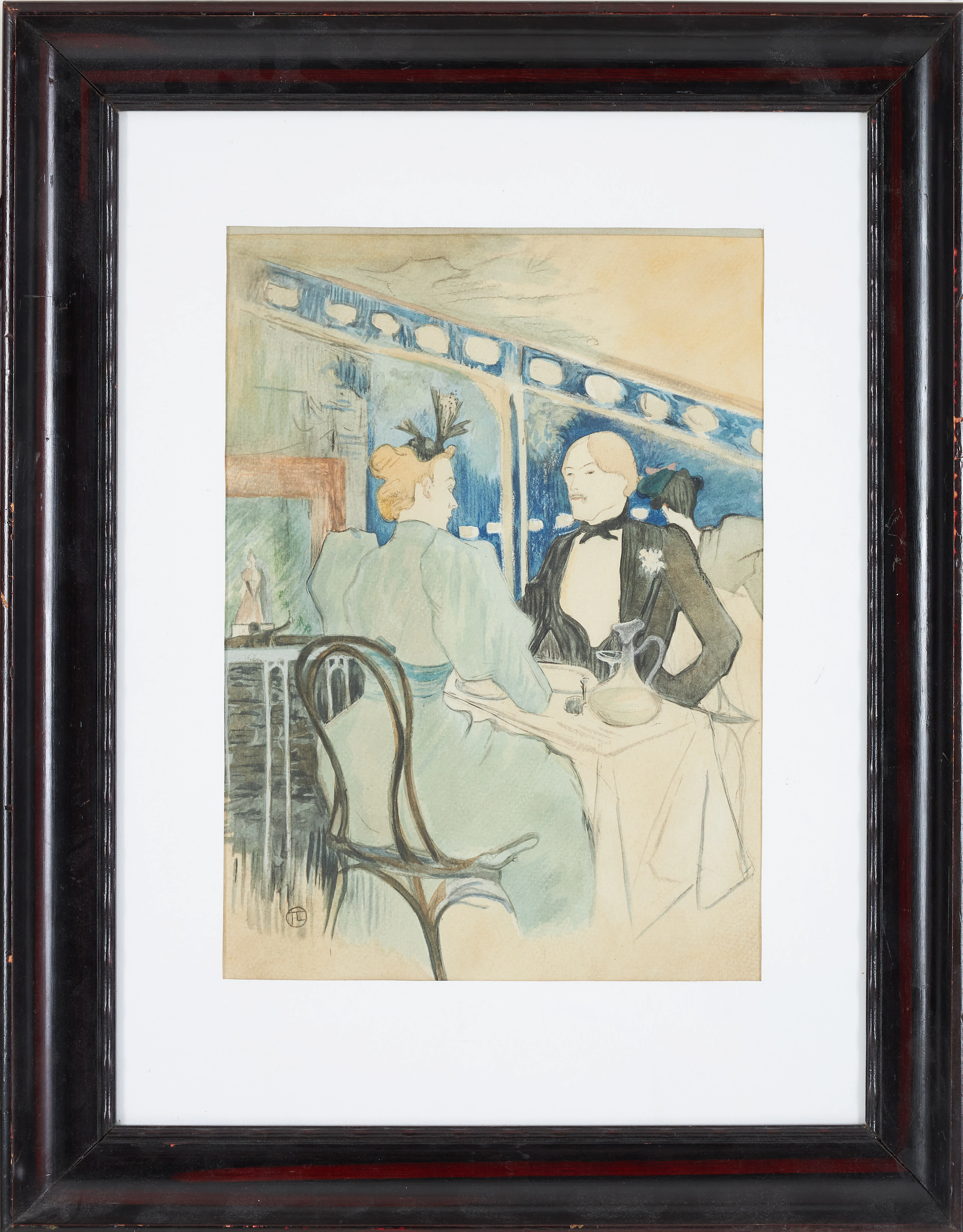 HENRI DE TOULOUSE-LAUTREC. EFTER. Caféinteriör, ljustryck/heliographic