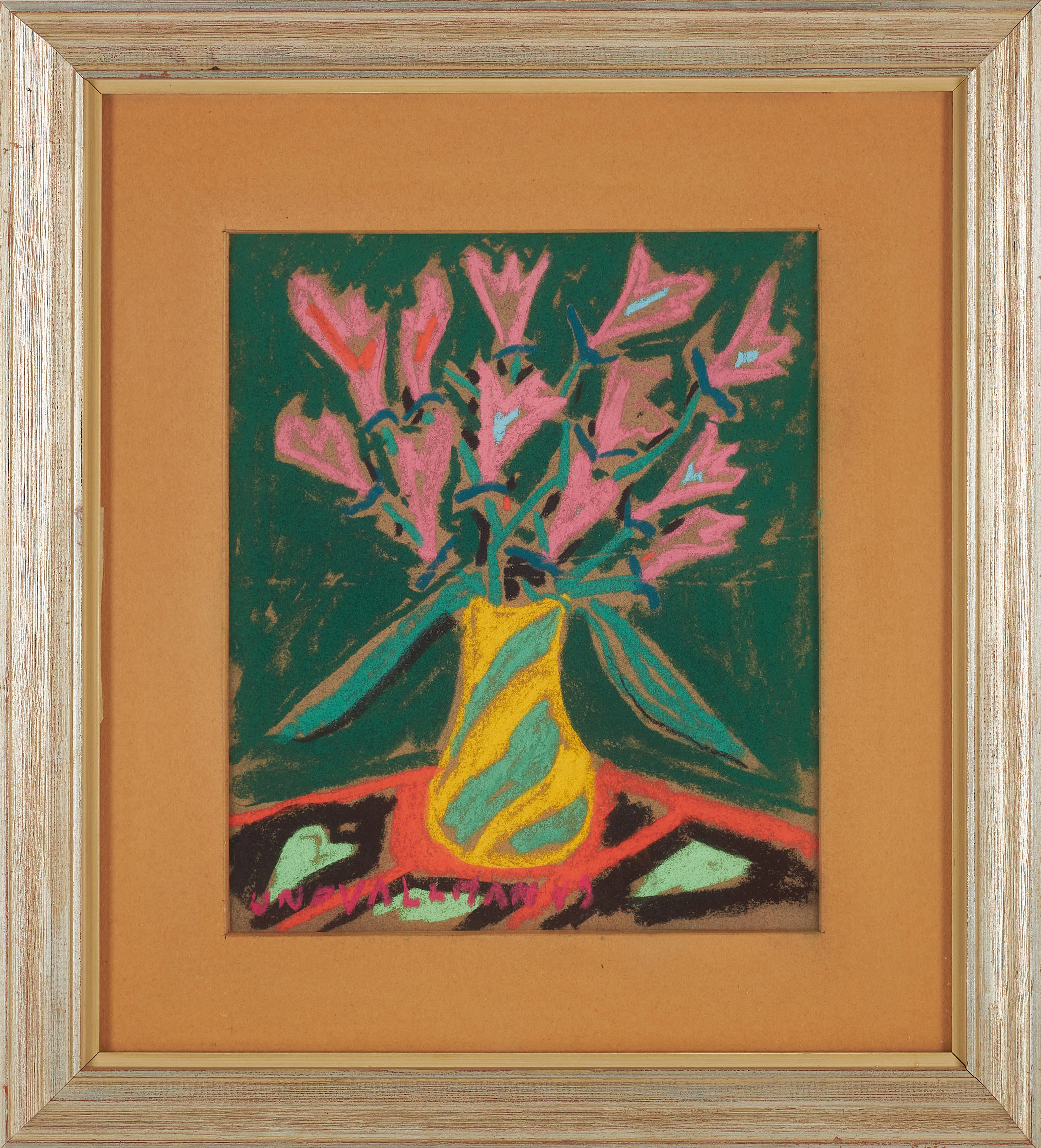 UNO VALLMAN. Blomsterstilleben, pastell på papper, signerad samt daterad 49.