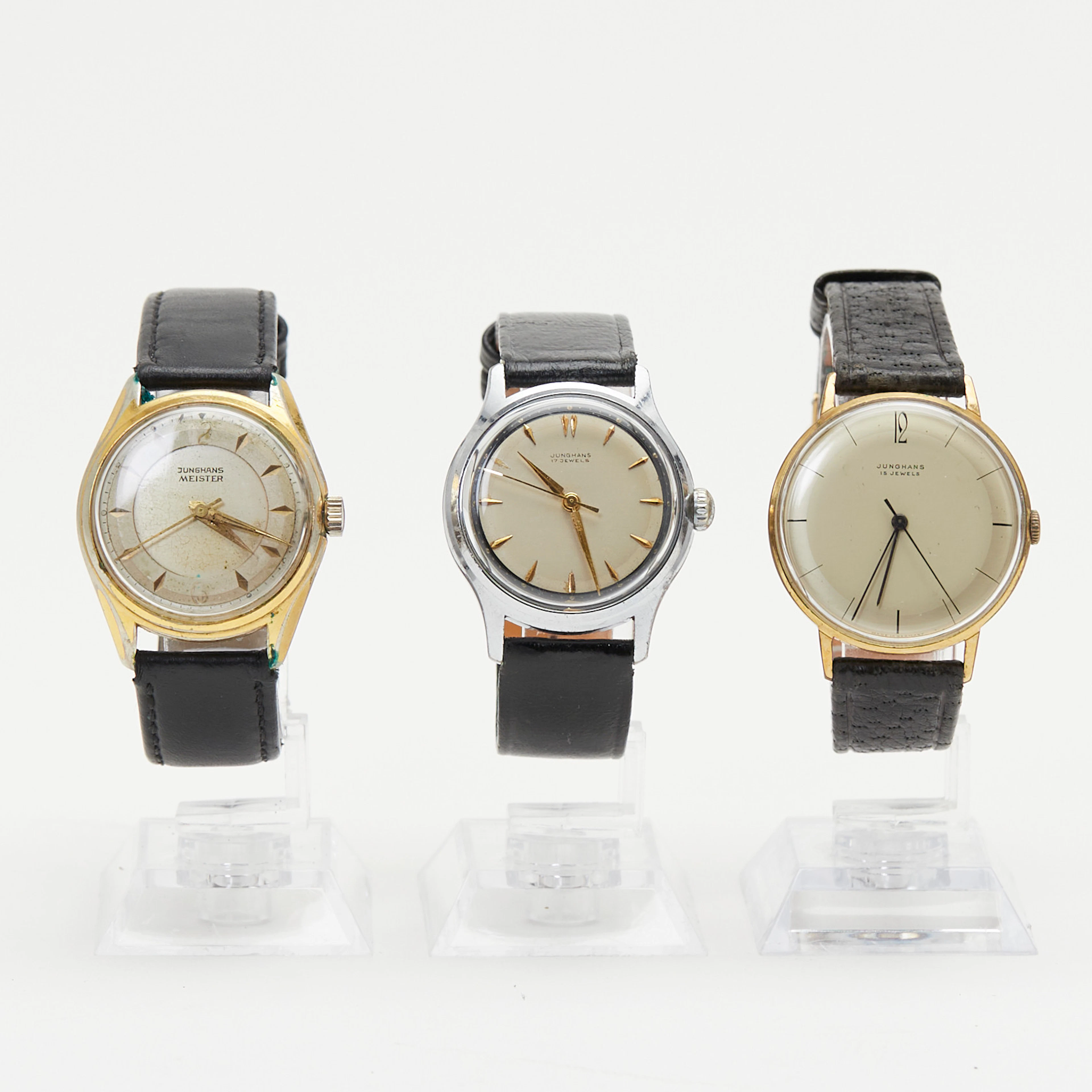 JUNGHANS. Konvolut Armbanduhren, Handaufzug, 20. Jahrhundert. (3).