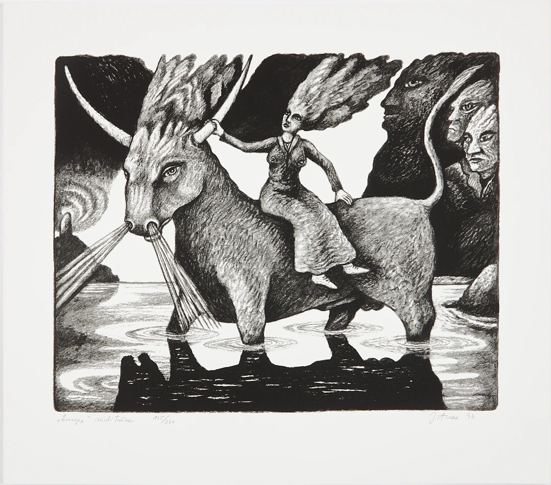 JÜRI ARRAK. "Europa", serigrafi, signerad J Arrak -93, 165/220.