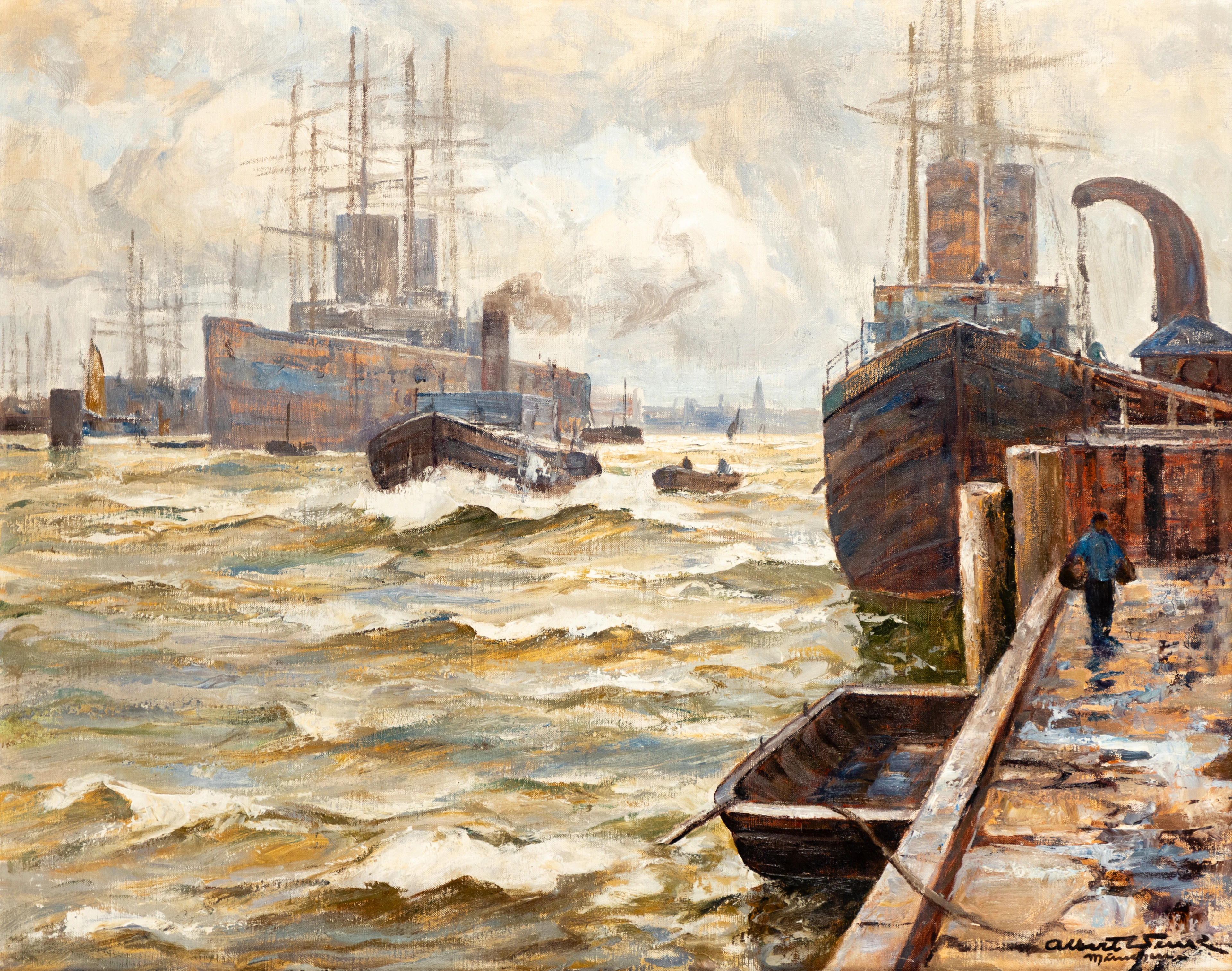 ALBERT WENK (1863-1934). Hafen an der Nordsee.