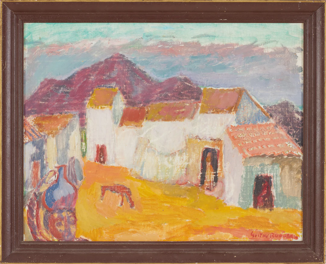 GUSTAV RUDBERG. olja på pannå, signerad.