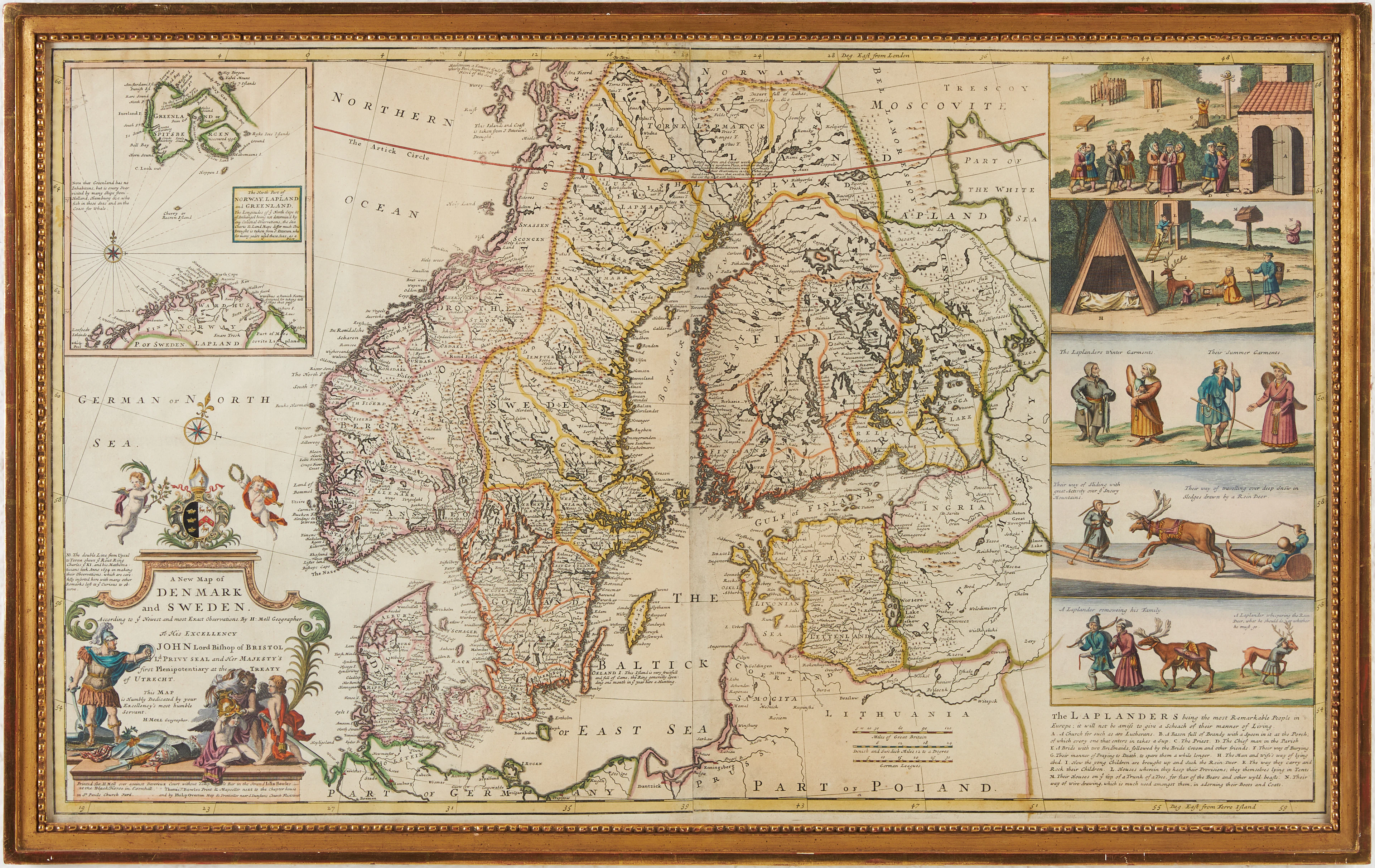 MOLL´S CLASSIC AND IMPRESSIVE MAP OF SCANDINAVIA.