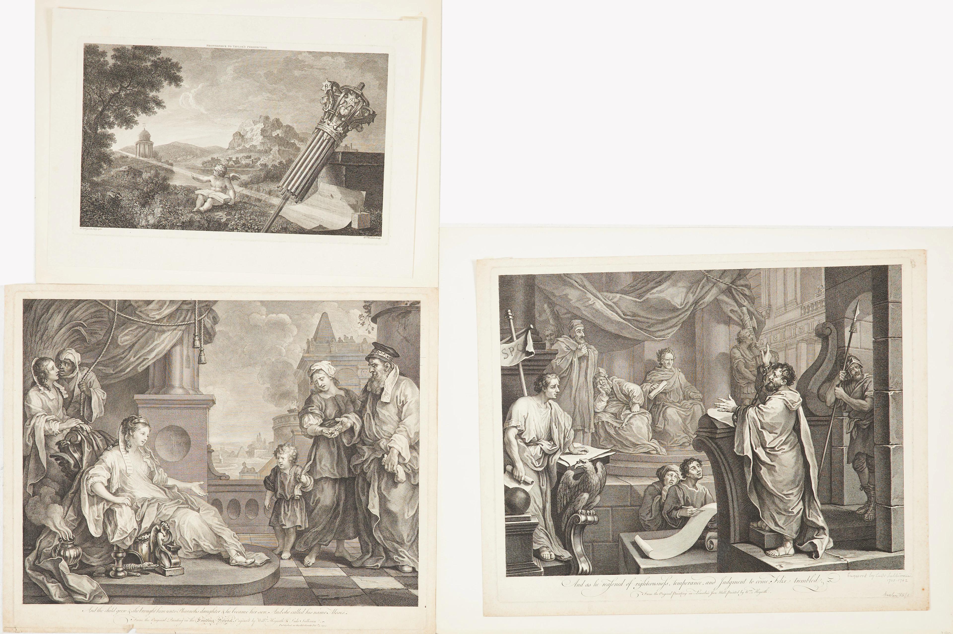 WILLIAM HOGARTH. 3 st, "Moses Brought to Pharaoh's Daughter" och "Paul