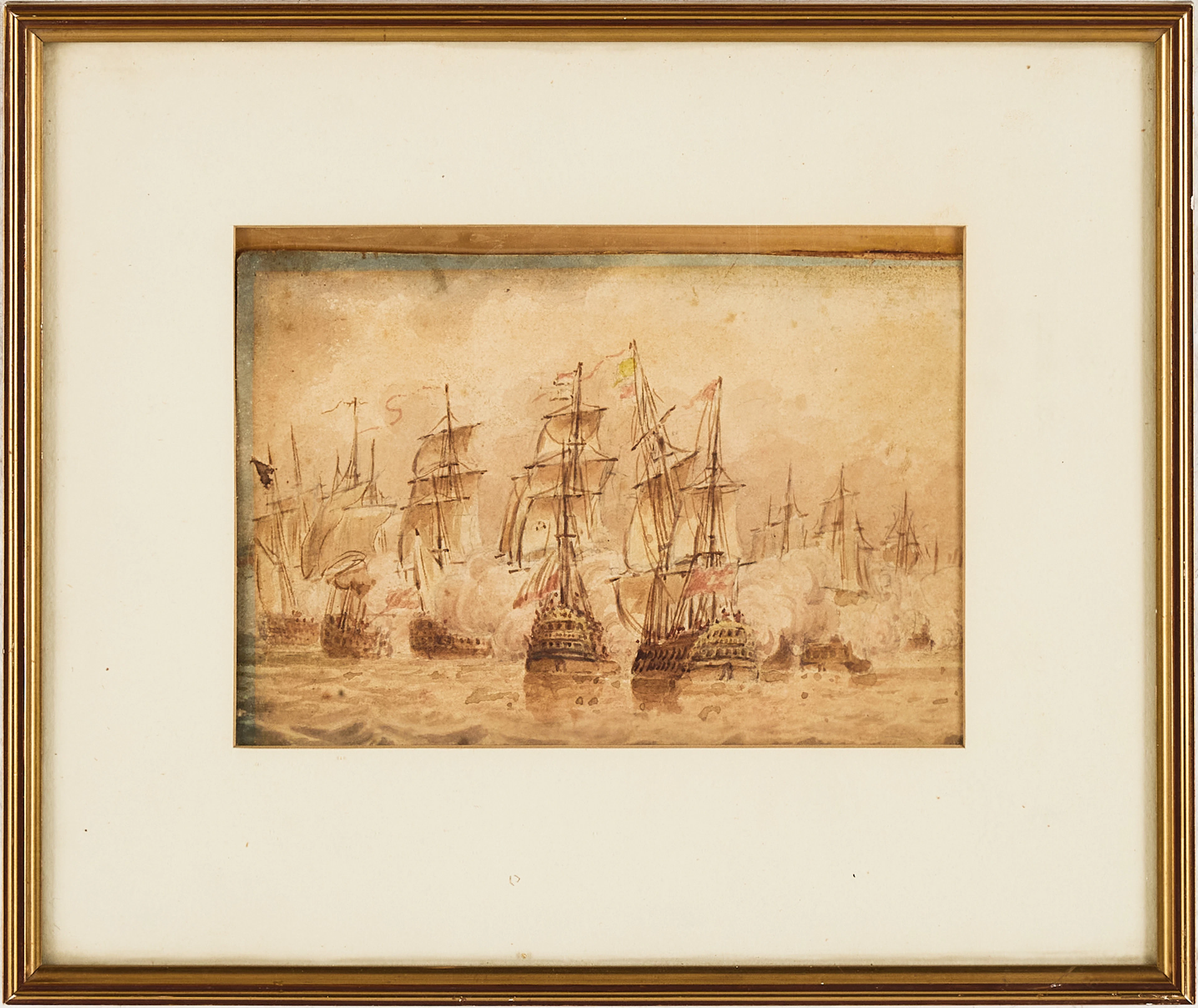 OIDENTIFIERAD KONSTNÄR, 1800-TAL. Armada till sjöss.