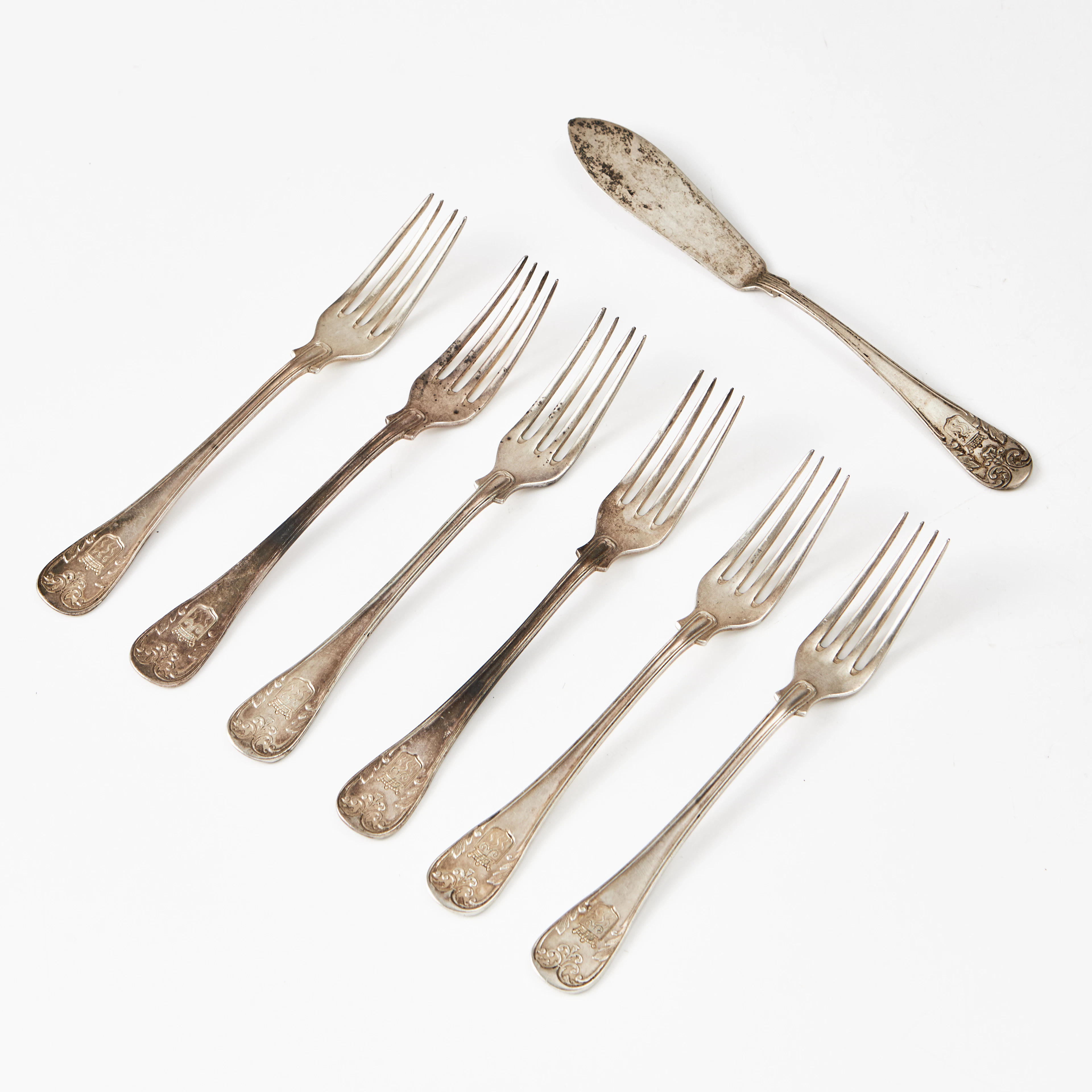 SMÖRGÅSGAFFLAR, 6 st., silver, GAB, Stockholm 1938, modell Gammal