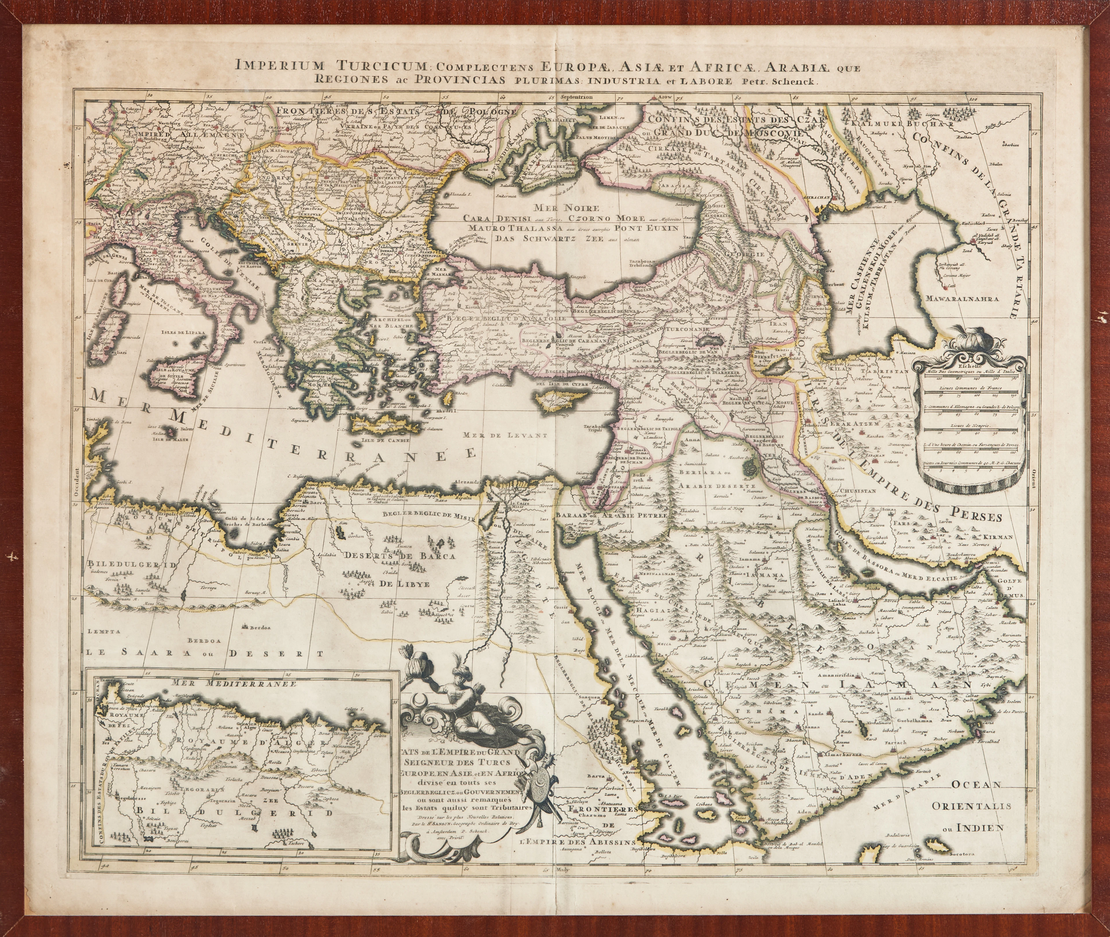 KARTA ÖVER OTTOMANSKA RIKET (TURKIET), ARABVÄRLDEN, NORDAFRIKA M.M.