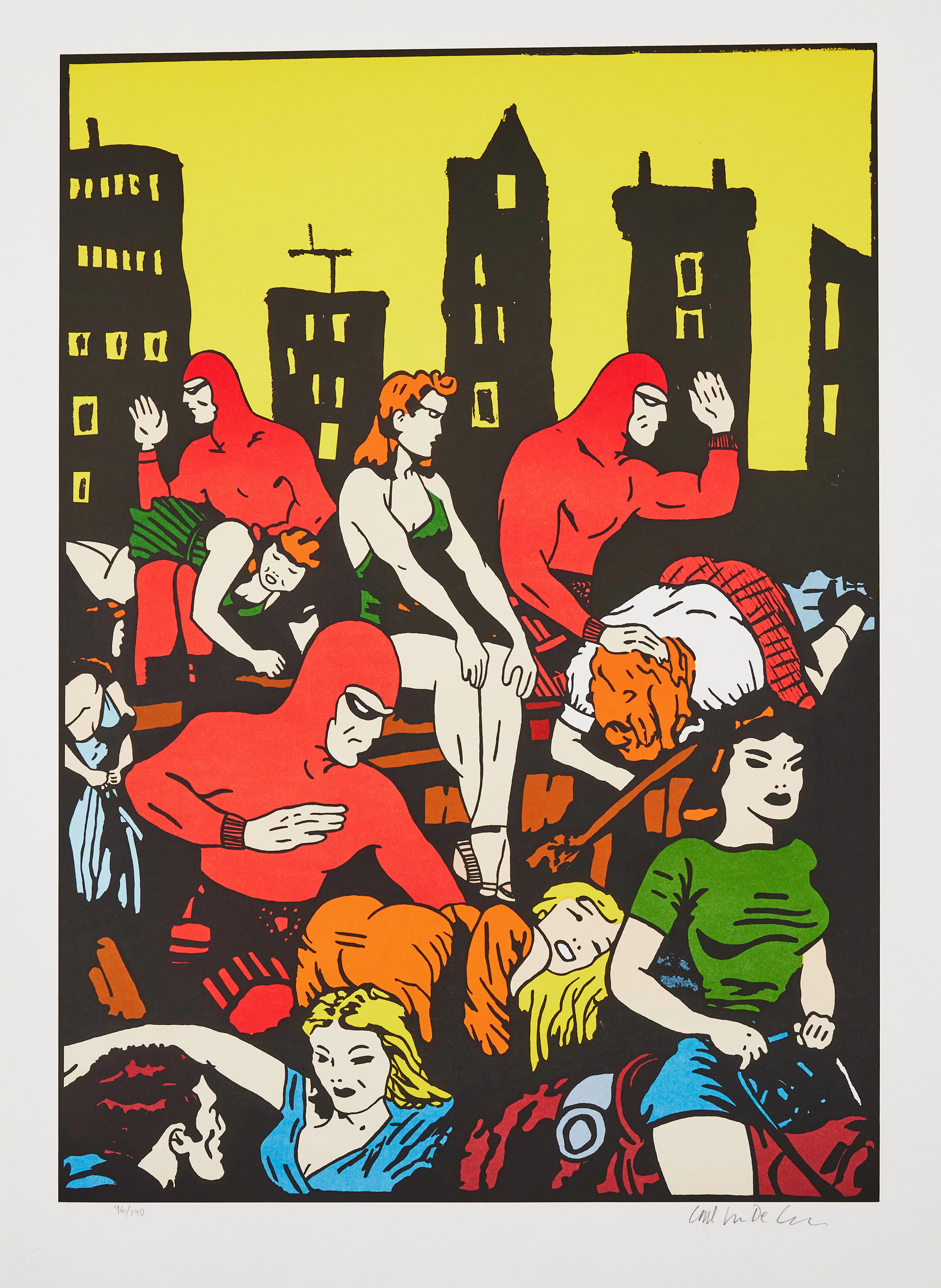 CARL JOHAN DE GEER (FÖDD 1938). "Fantomen i Stockholm", färglitografi