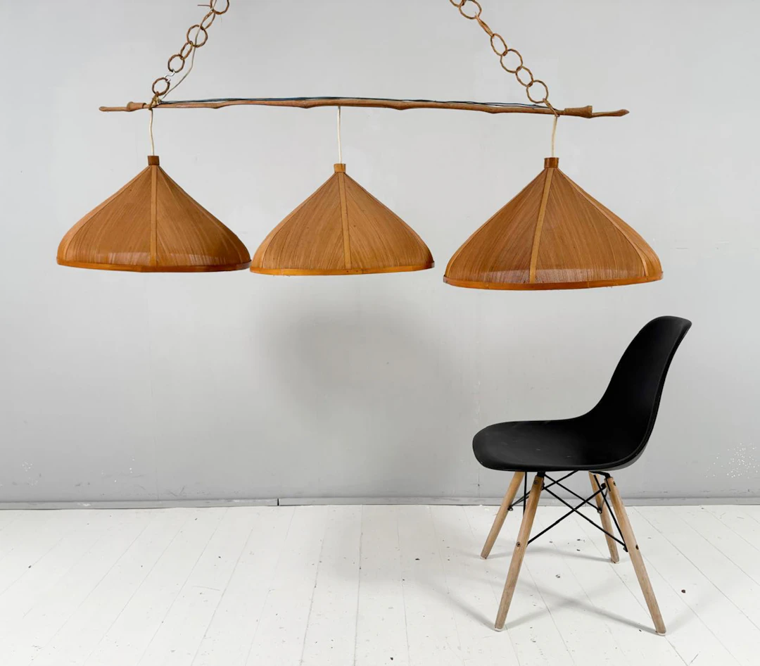 Mid Century Sisal Deckenlampe/Deckenleuchte, 1970er Jahre.