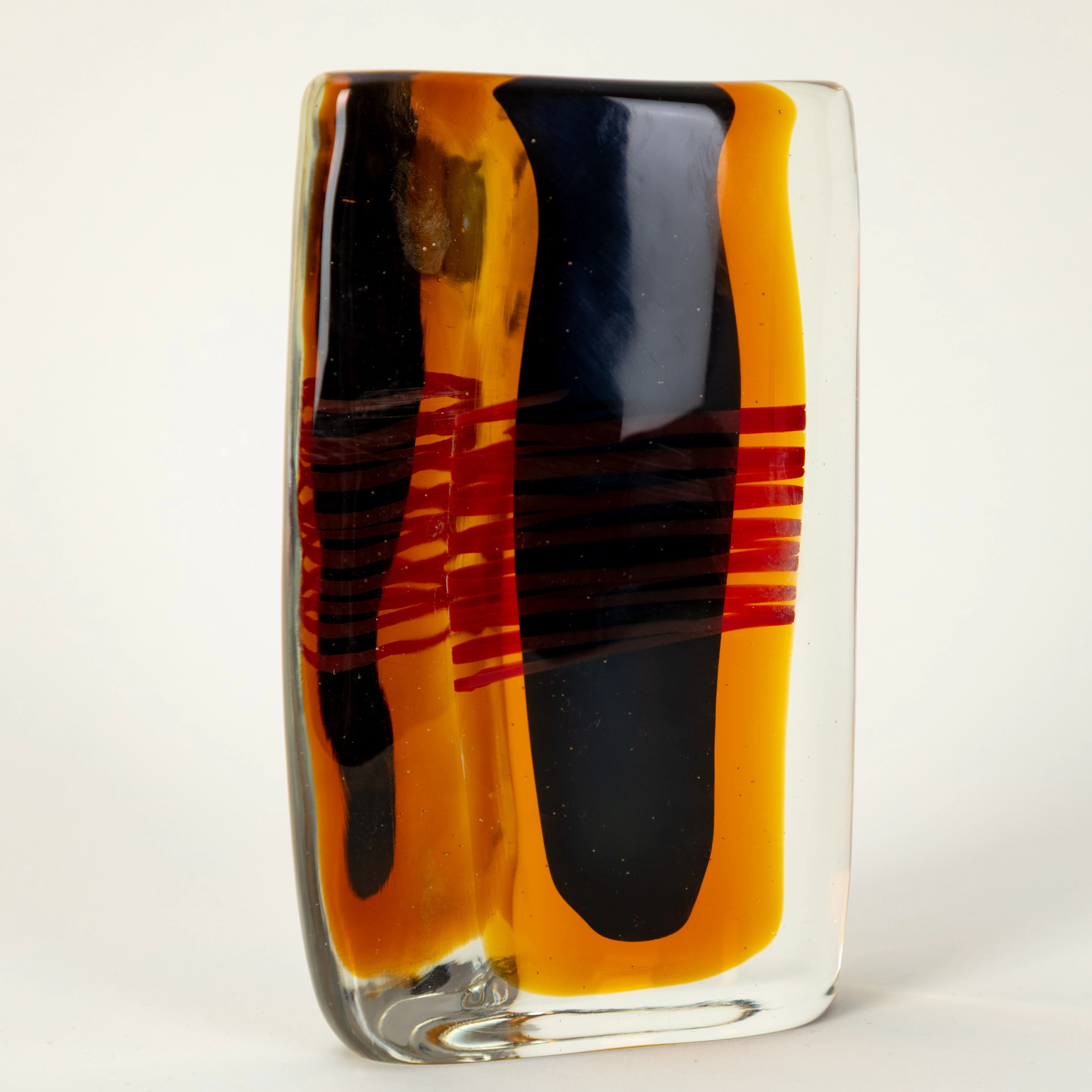 Murano Glasvase / Glasblock, wohl 1960er Jahre.