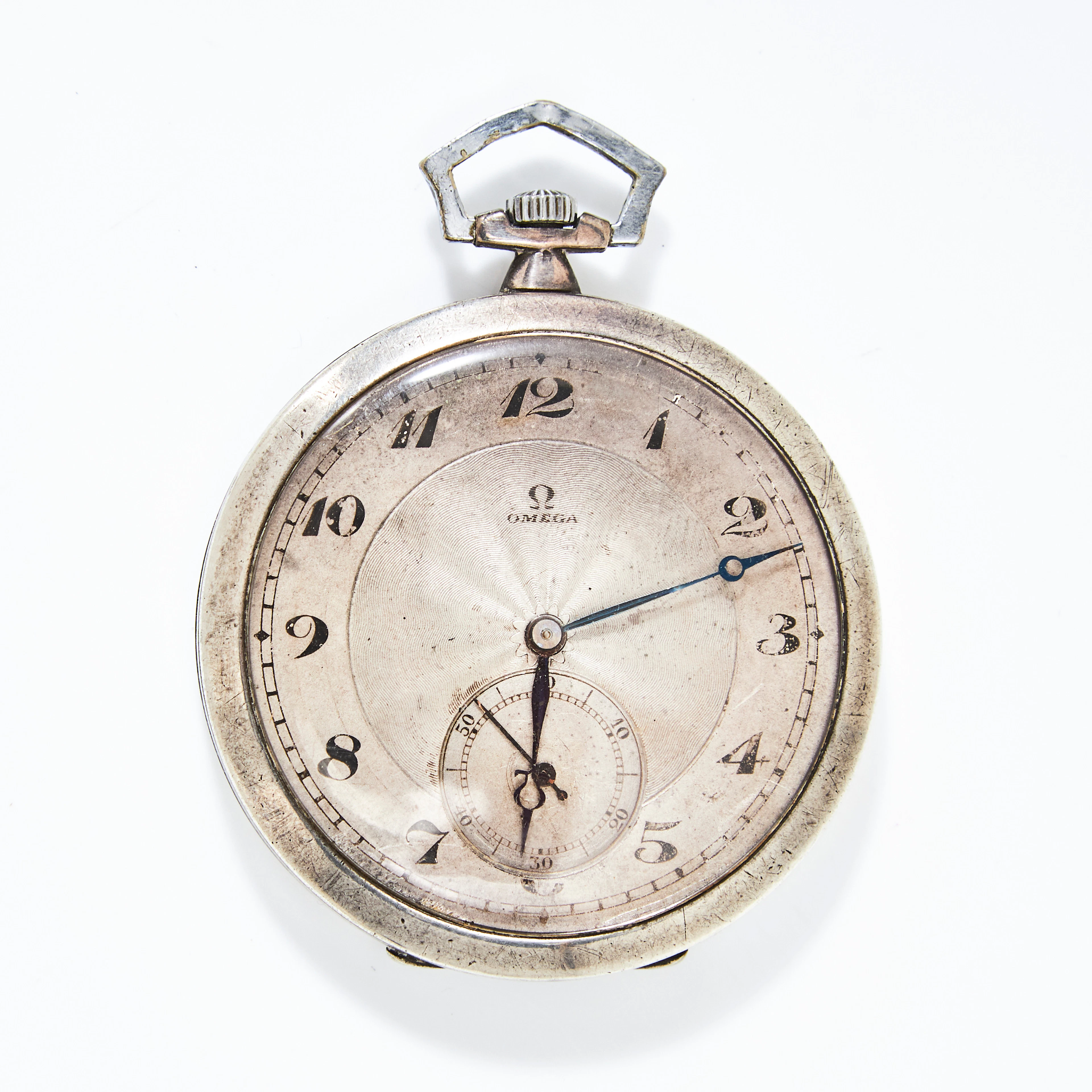 OMEGA, frackur, silver 900, guillocherad urtavla, blånerade visare