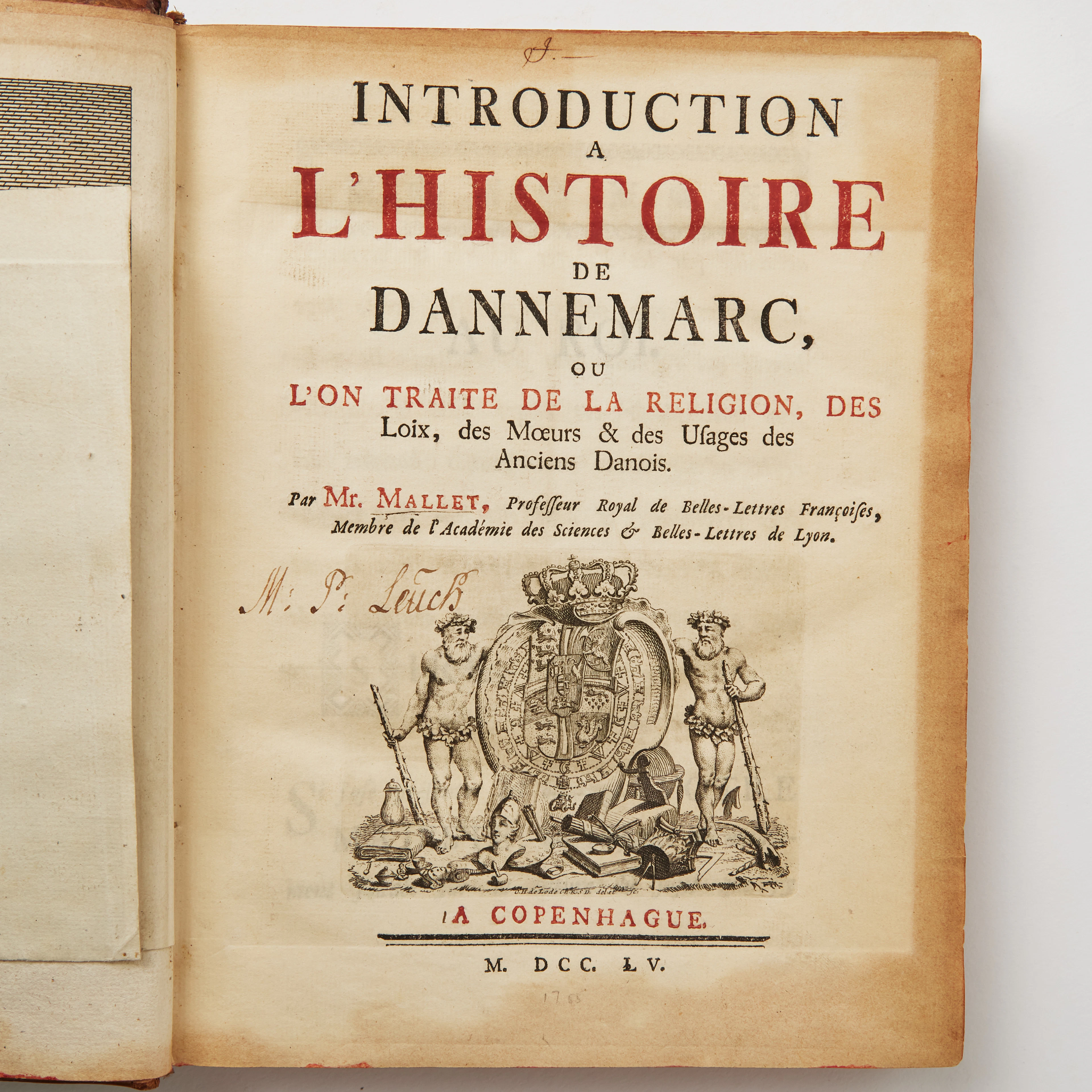 MALLET'S INTRODUCTION A L'HISTOIRE DE DANNEMARC 1755 WITH SUPPLEMENT