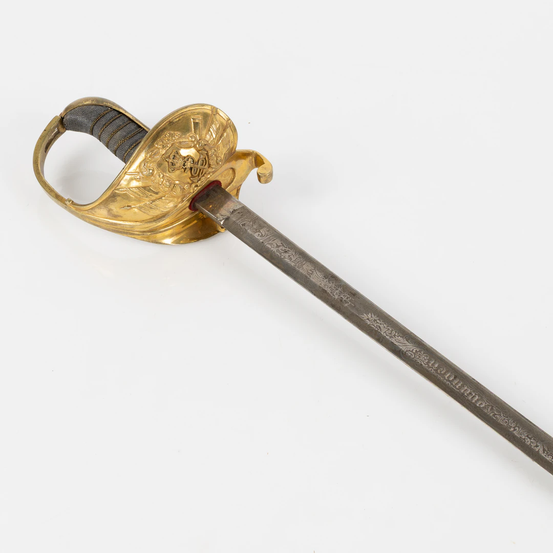 SABEL, flottan, m/1878, balja i läder med mässingsbeslag.