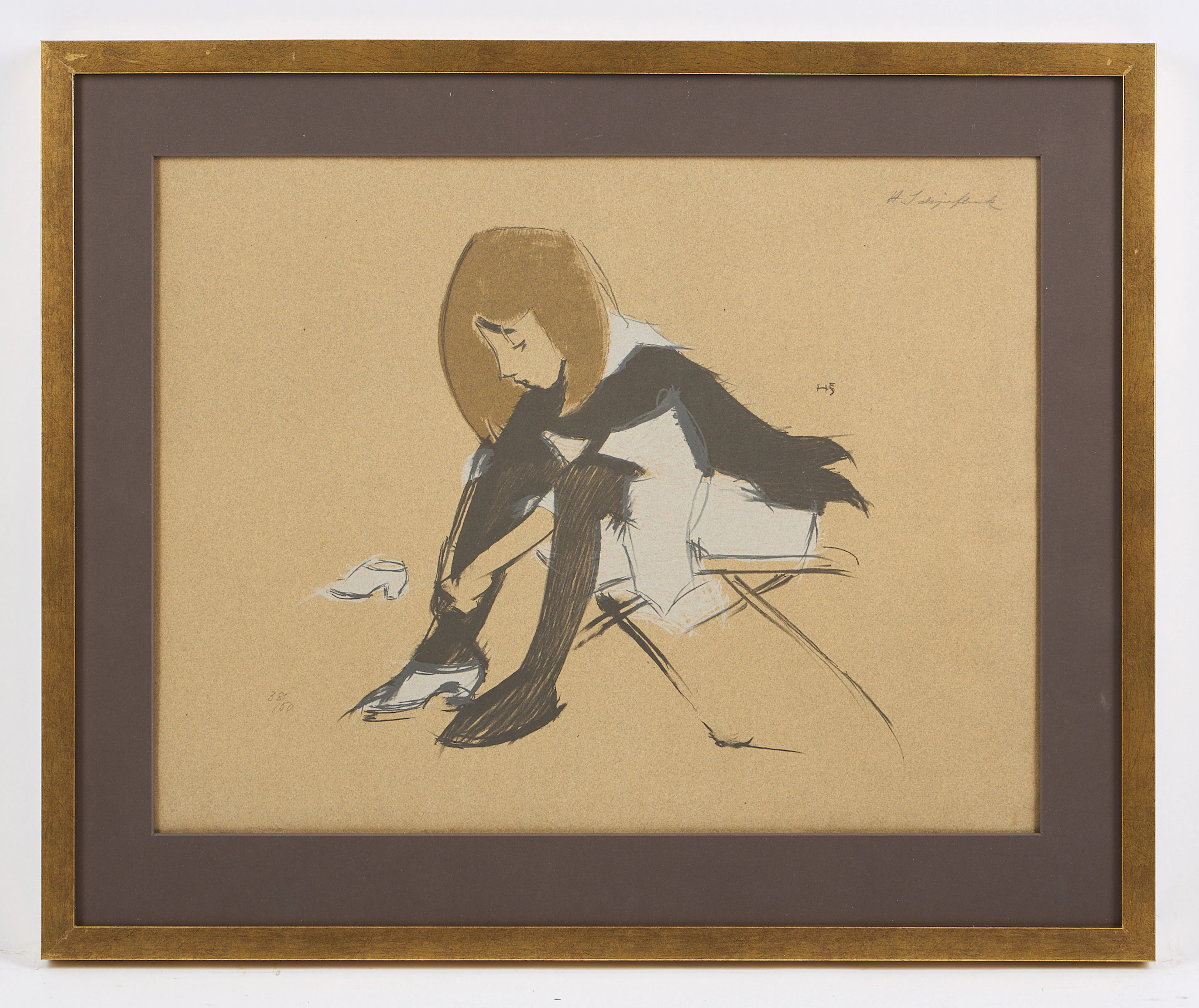 HELENE SCHJERFBECK. "Sidenskon" (1938), signerad HS i trycket och