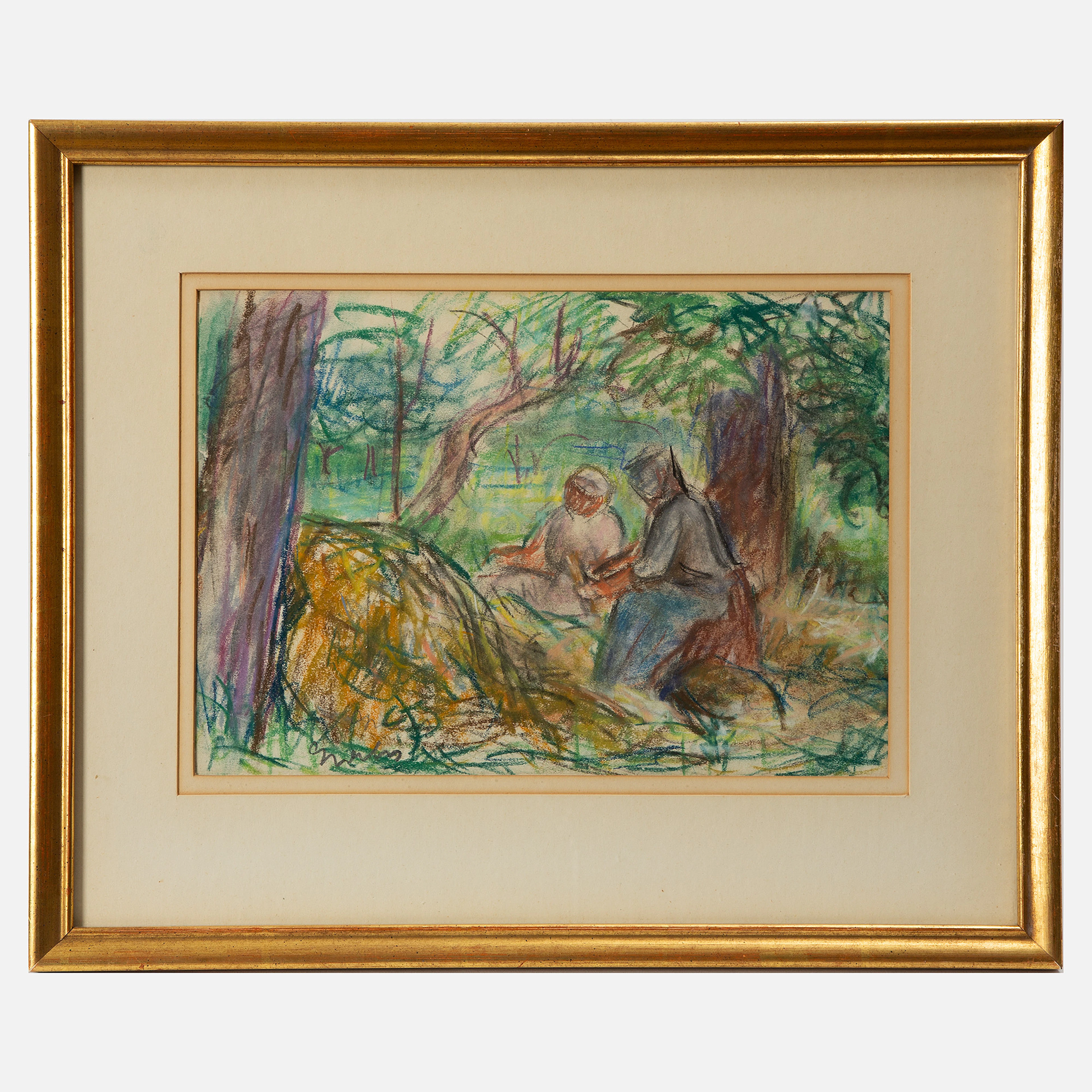 ALBIN AMELIN. Pastell, signerad.