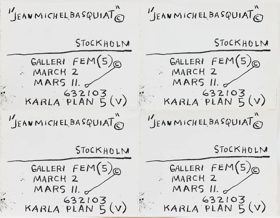 JEAN-MICHEL BASQUIAT. After. Gallery invitation/poster for Galleri