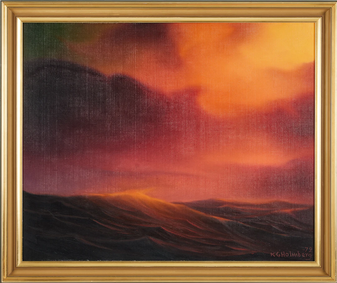 KARL GUSTAV HOLMBERG. Röd himmel över havet, signerad och daterad