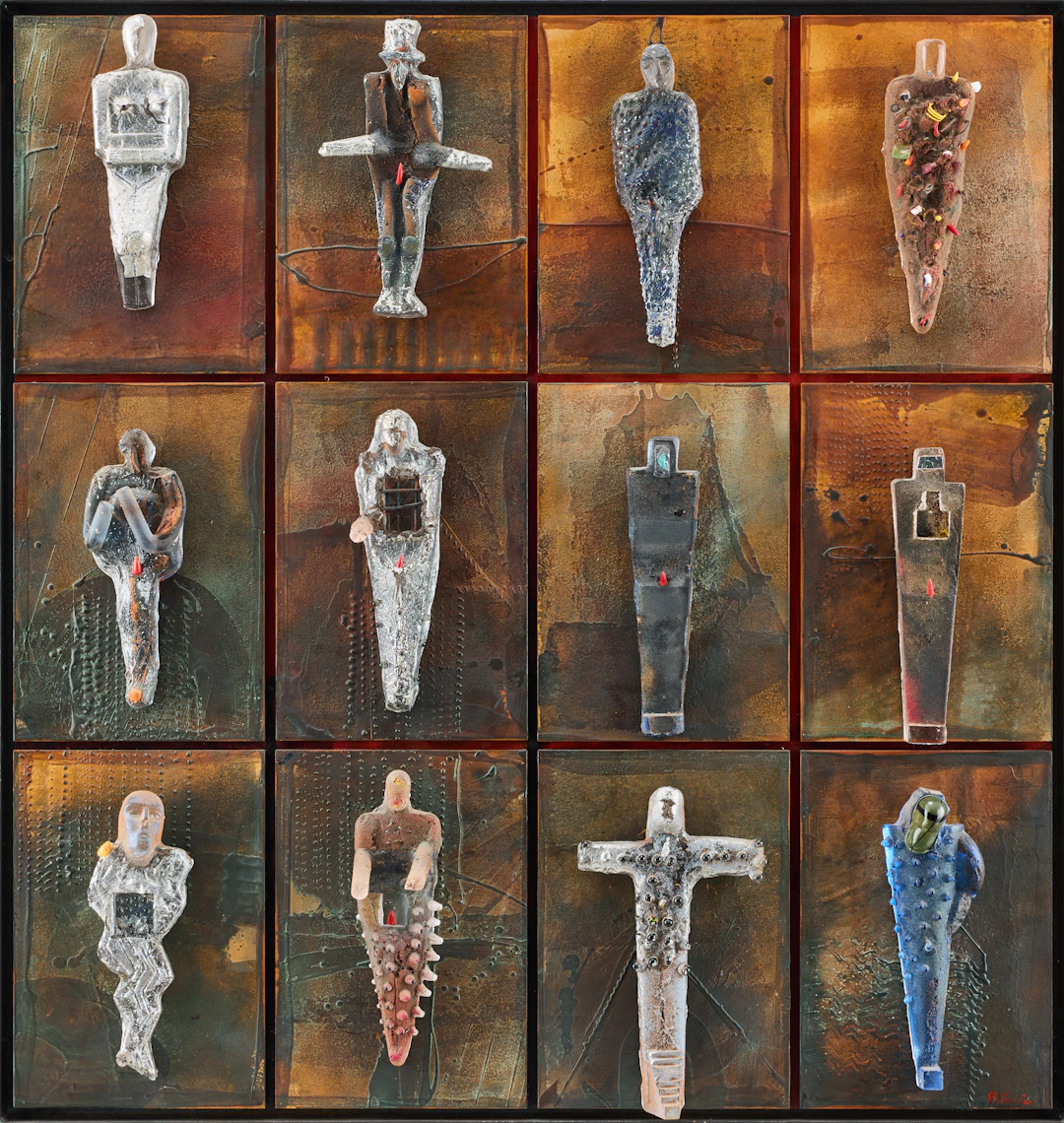 BERTIL VALLIEN. Skulptur, Kosta, i form av 12 figurer hängande på