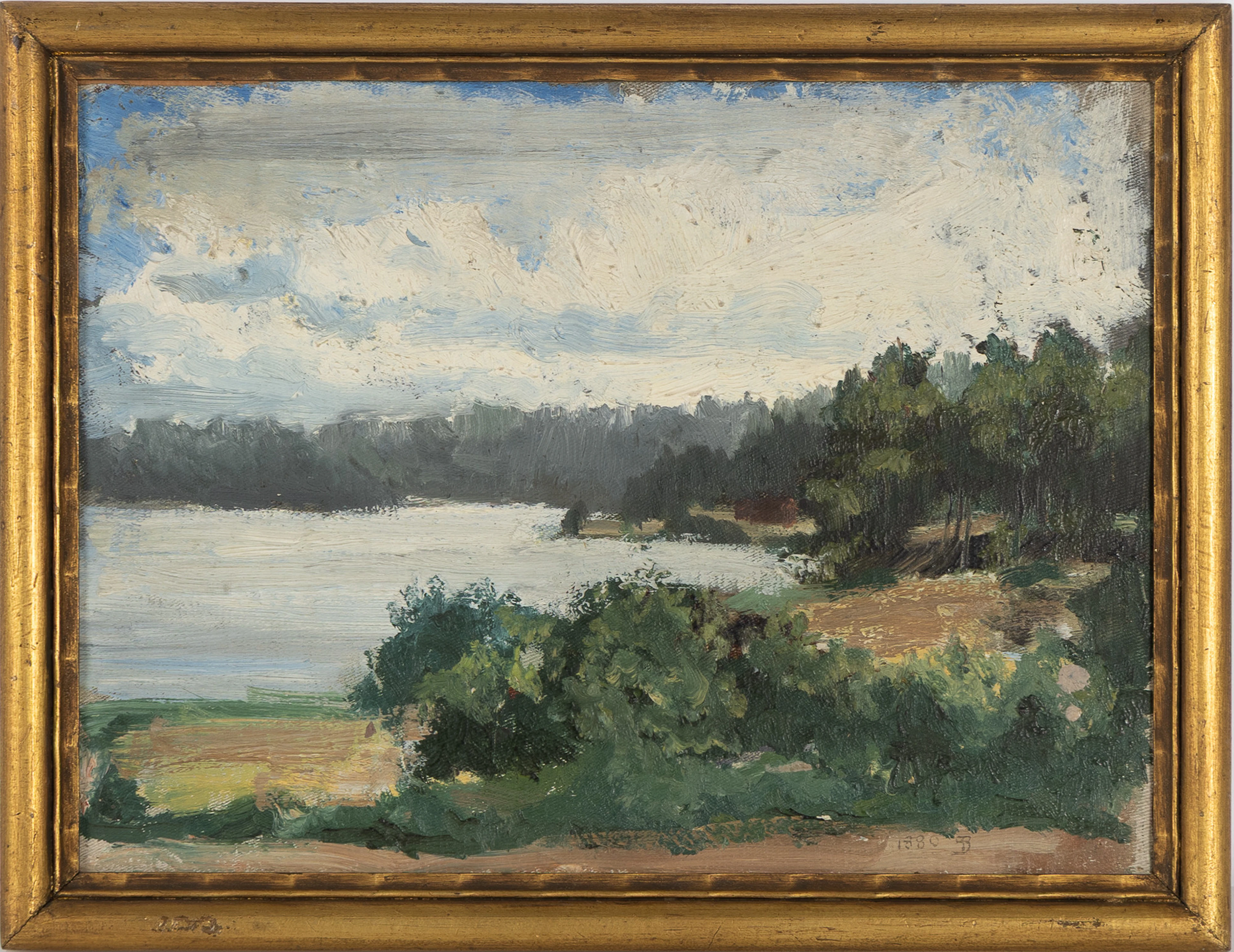 MINA CARLSON-BREDBERG. Olja på duk uppfodrad på pannå, Björnholmen 1880.
