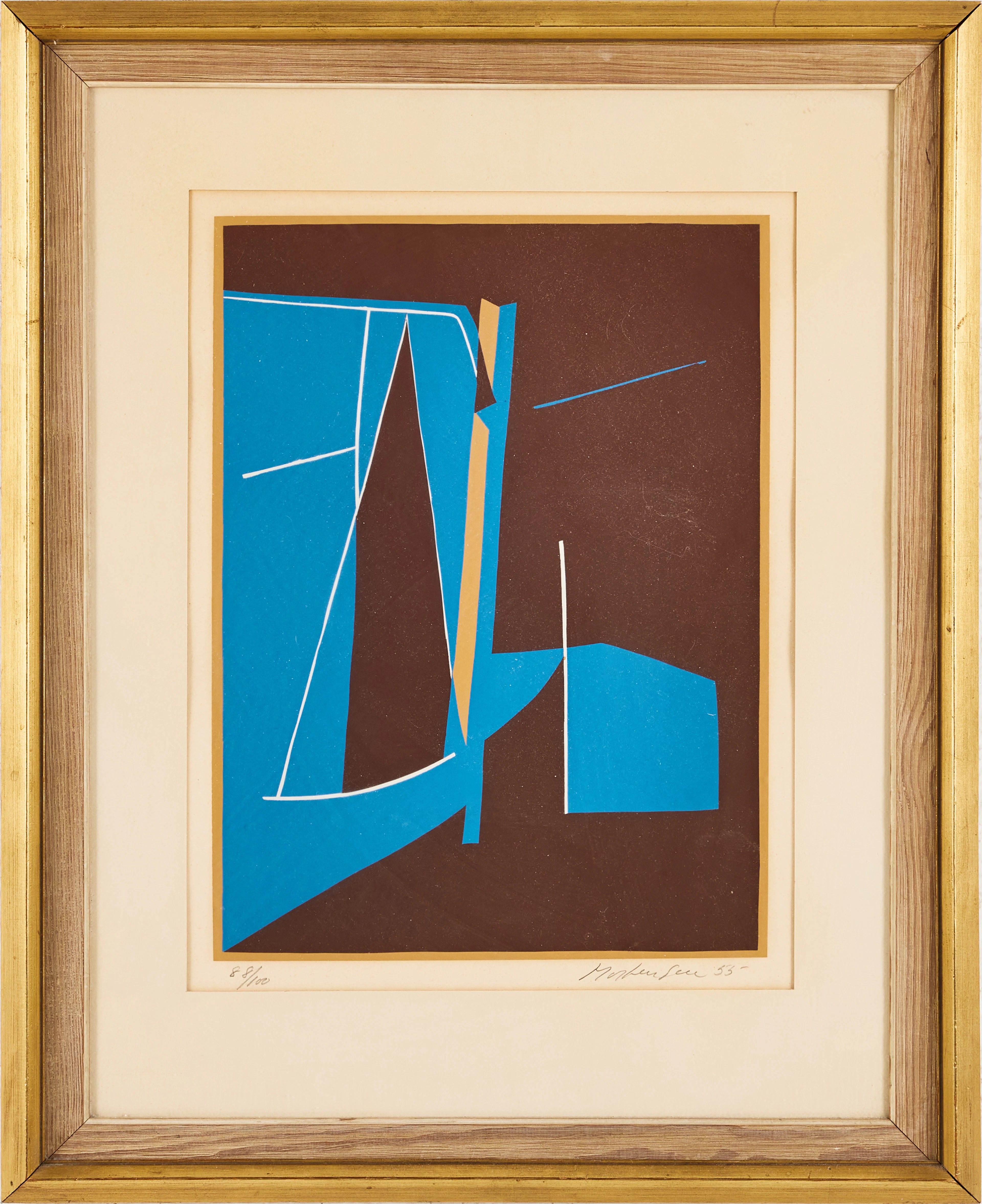 RICHARD MORTENSEN. Serigrafi, "Sirmione bleu", 1955, signerad samt