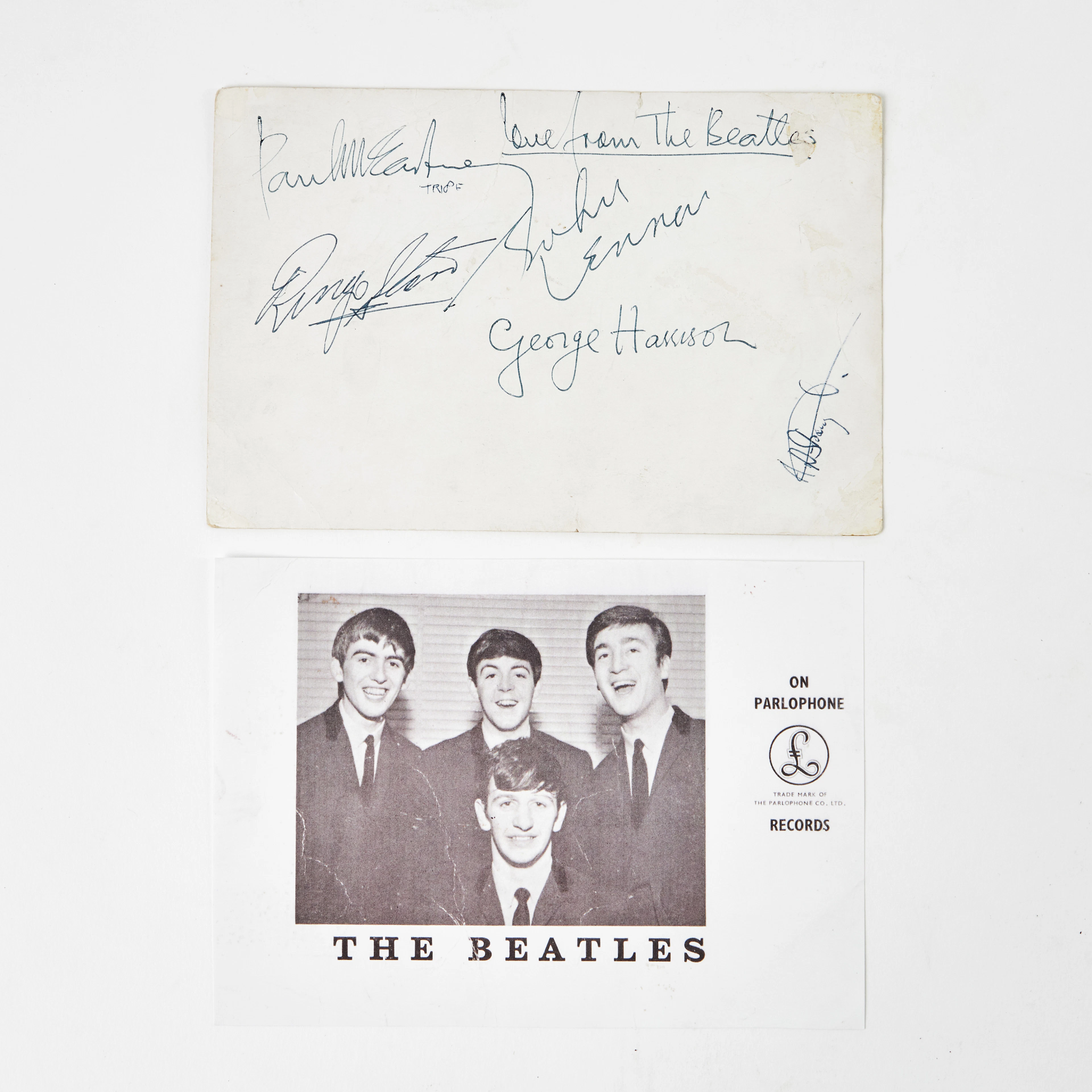 THE BEATLES, AUTOGRAFER, LOVE FROM THE BEATLES, Margate 1963.
