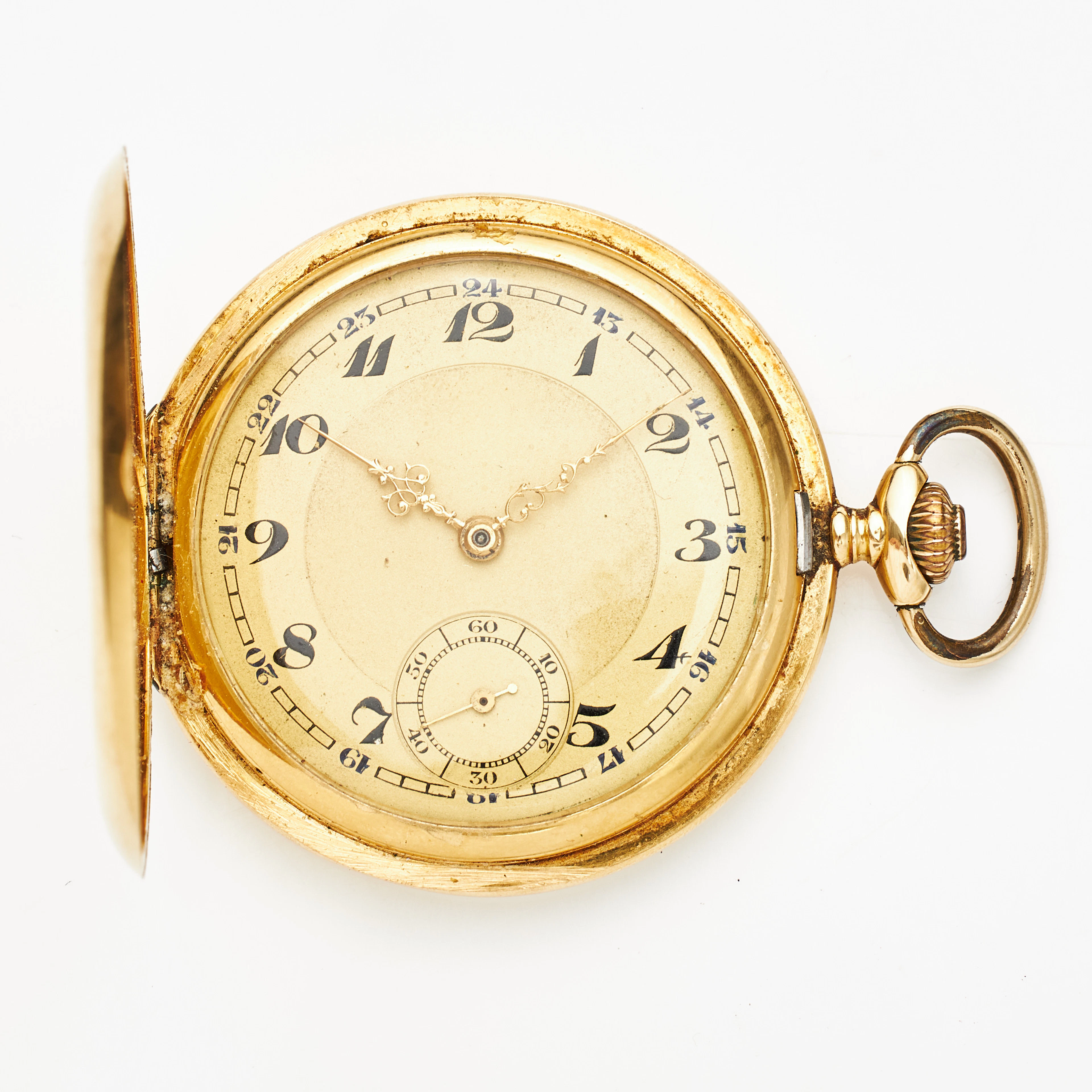 RECORD WATCH Co, fickur, 18 k guld, savonett, arabiska siffror, plexiglas