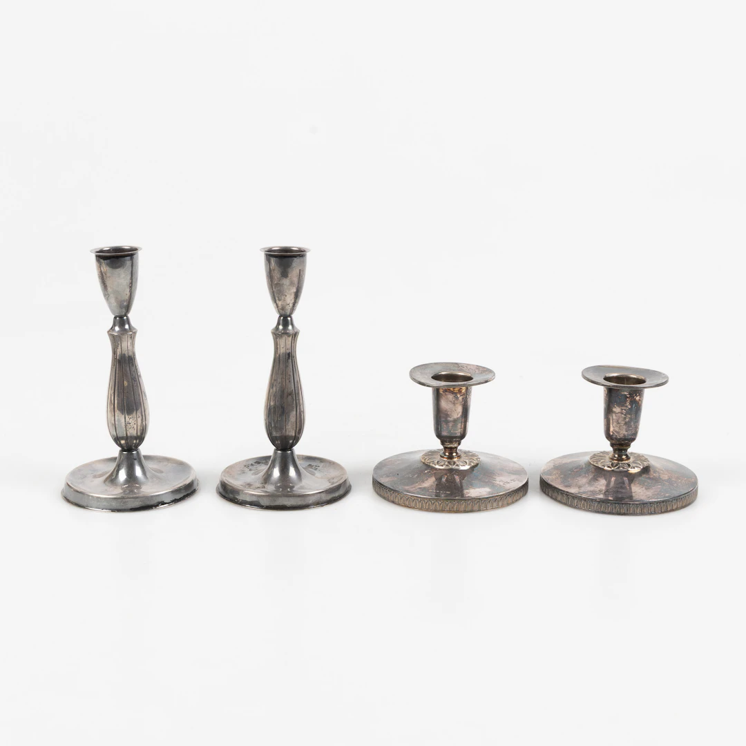 LJUSSTAKAR, 2 par, silver, Sverige 1900-tal.