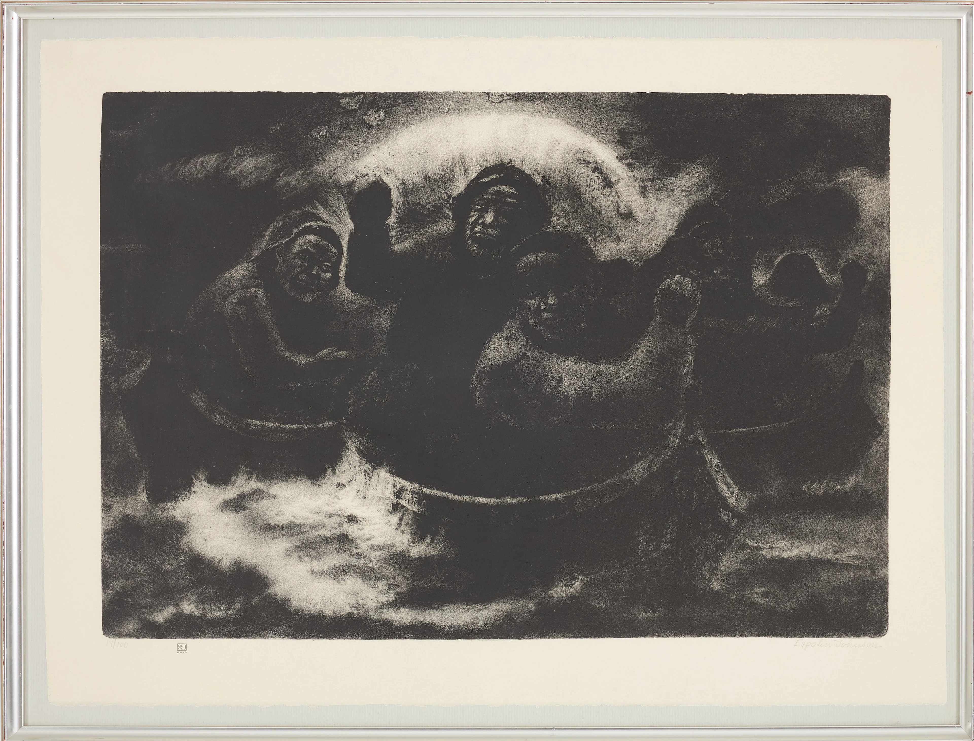 KAARE ESPOLIN-JOHNSON (1907–1994). Juksafiske, Lofoten, litografi