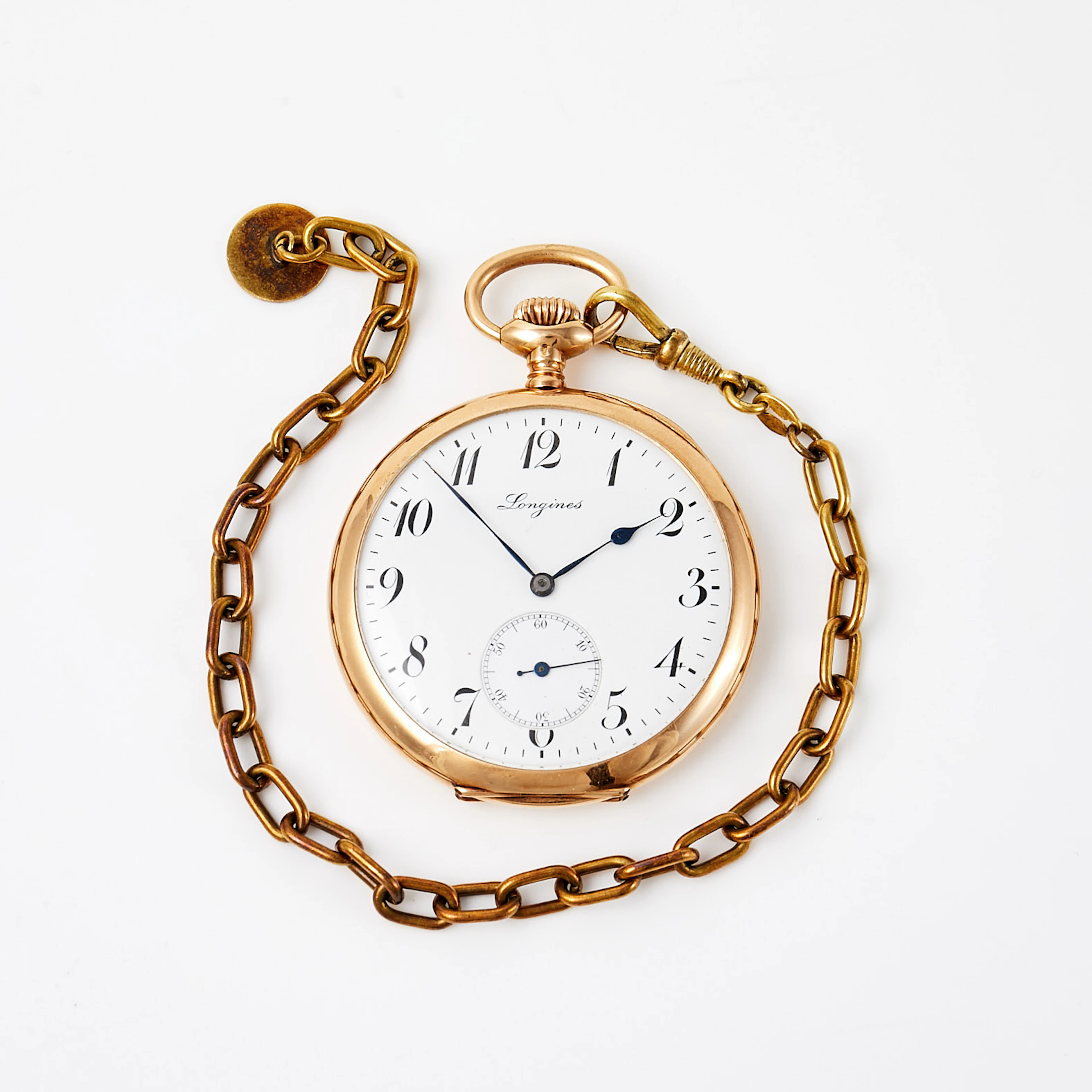 LONGINES, fickur, yttre samt inre boett i 14 k guld, ca 50 mm, ca 1913.