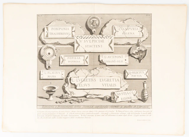 GIOVANNI BATTISTA PIRANESI. Etsningar, 2 st, "Iscrizioni e Frammenti