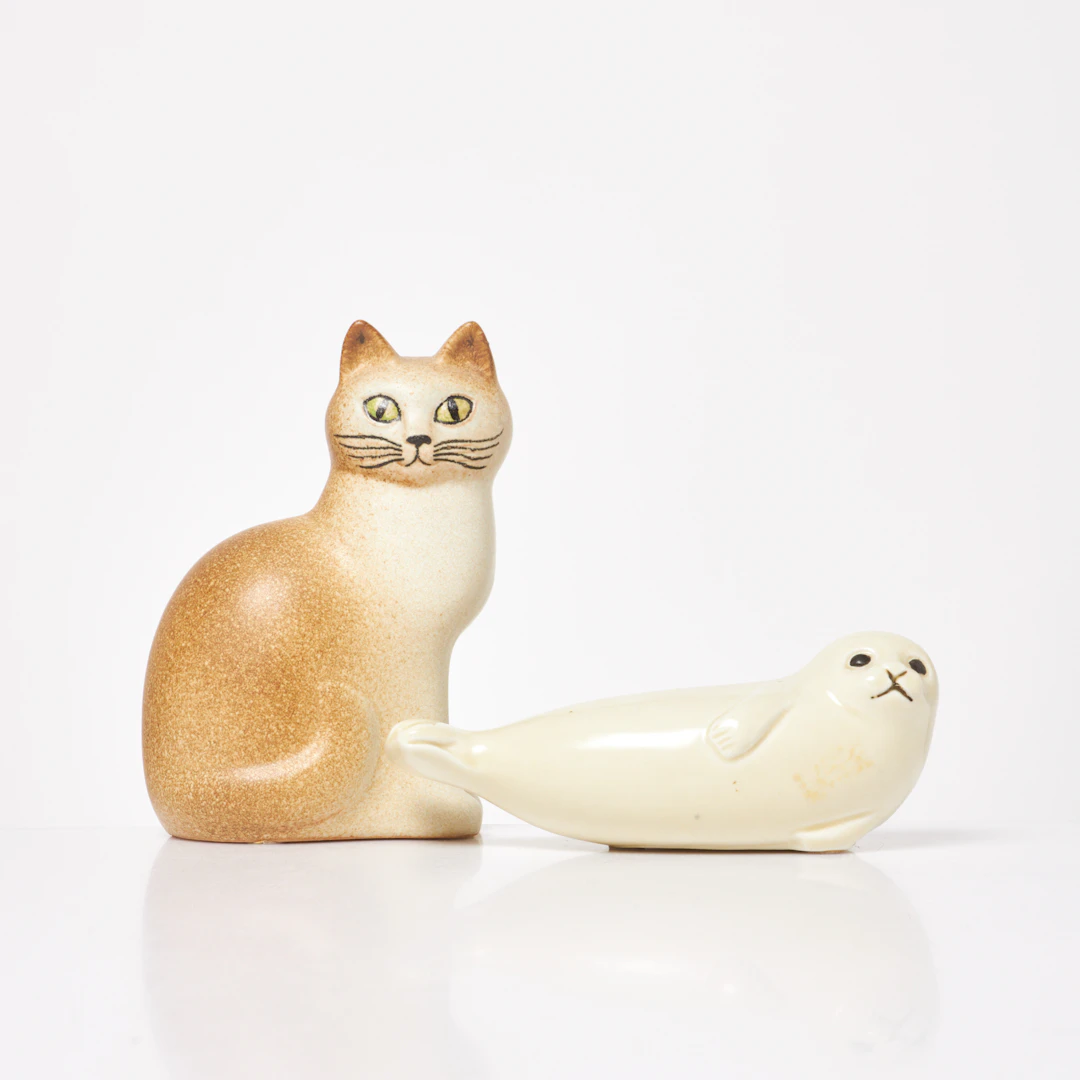 LISA LARSON. Figuriner, 2 dlr, "Murre" och "Säl", Gustavsberg.