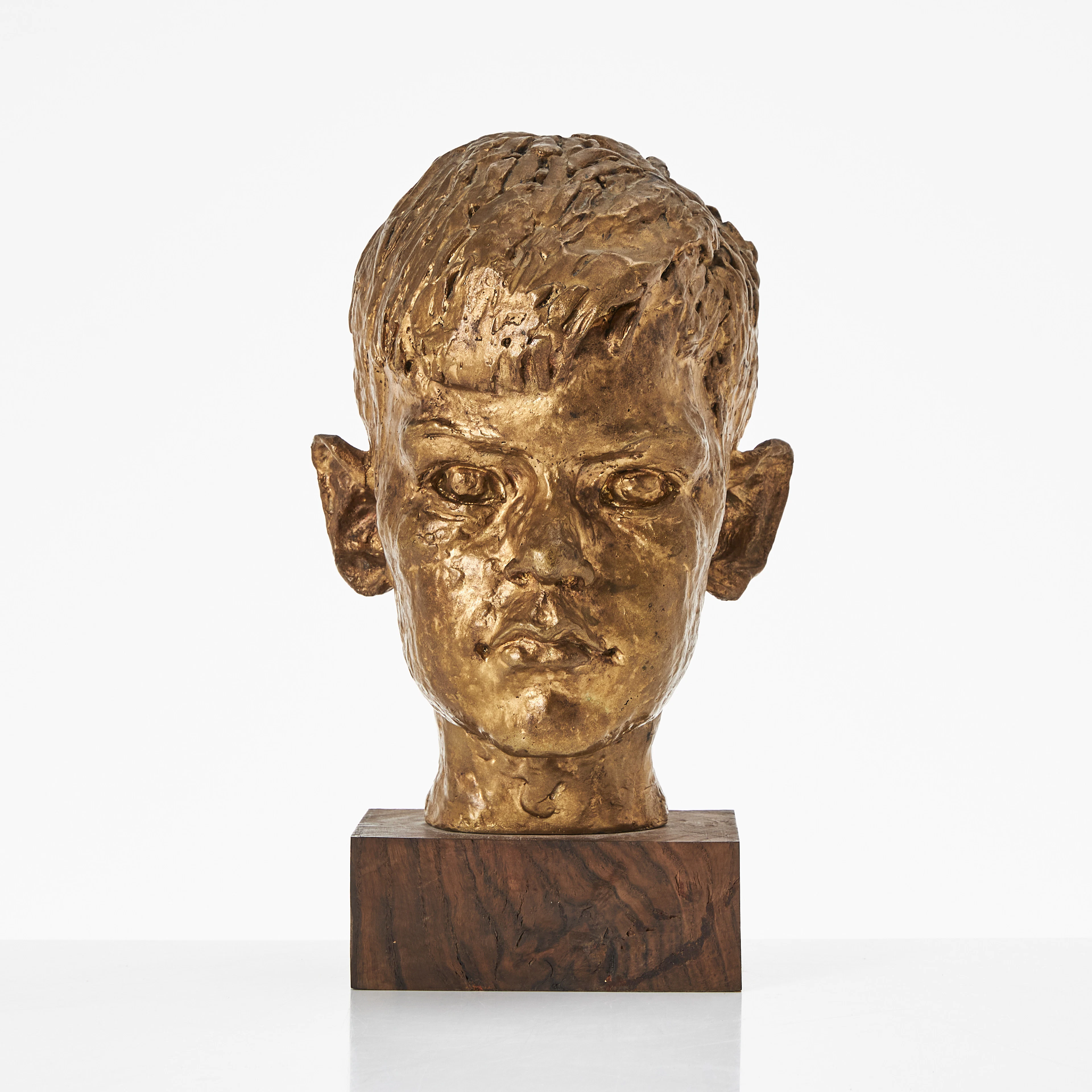 INGRID LARSSON (1898-1954). Pojkhuvud, skulptur, brons, signerad