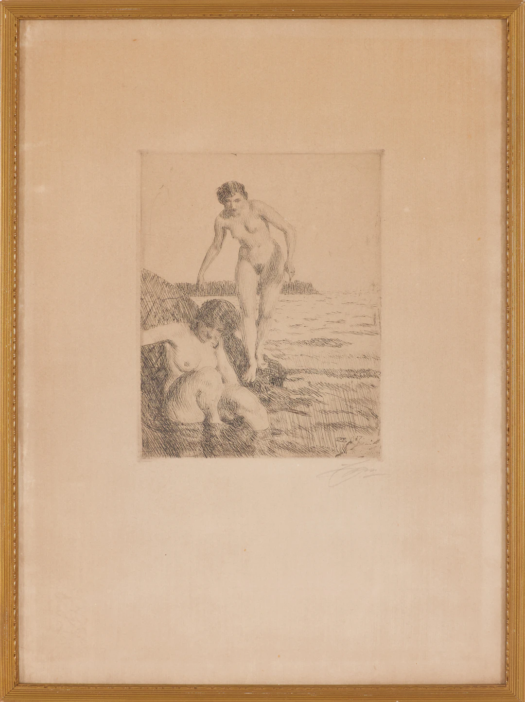 ANDERS ZORN. "På Hemsö", etsning, signerad och daterad 1917 i trycket