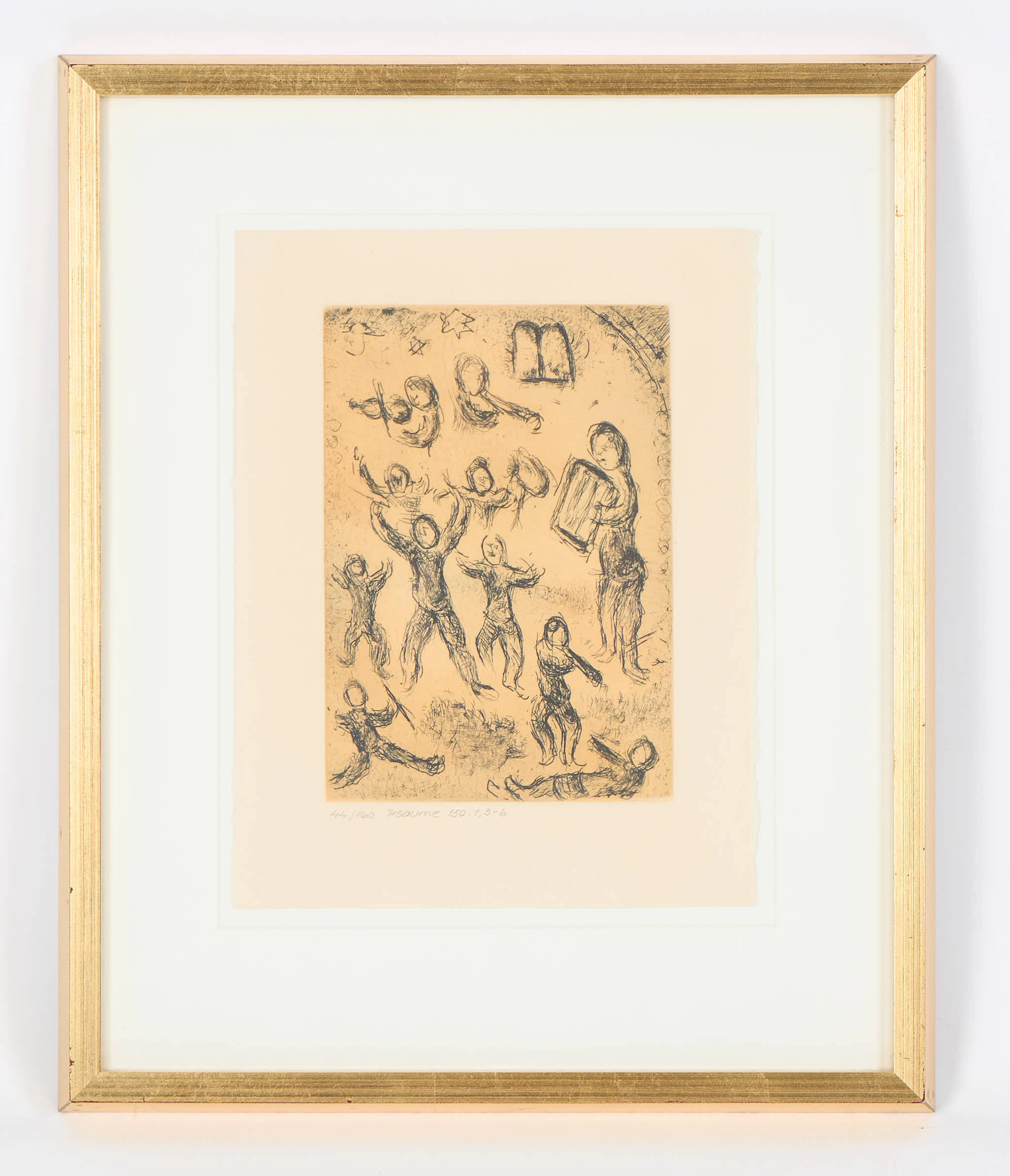 MARC CHAGALL. Ur "Psaumes de David", etsning 44/160, 1978-79, pl. 30, Ps. 150.