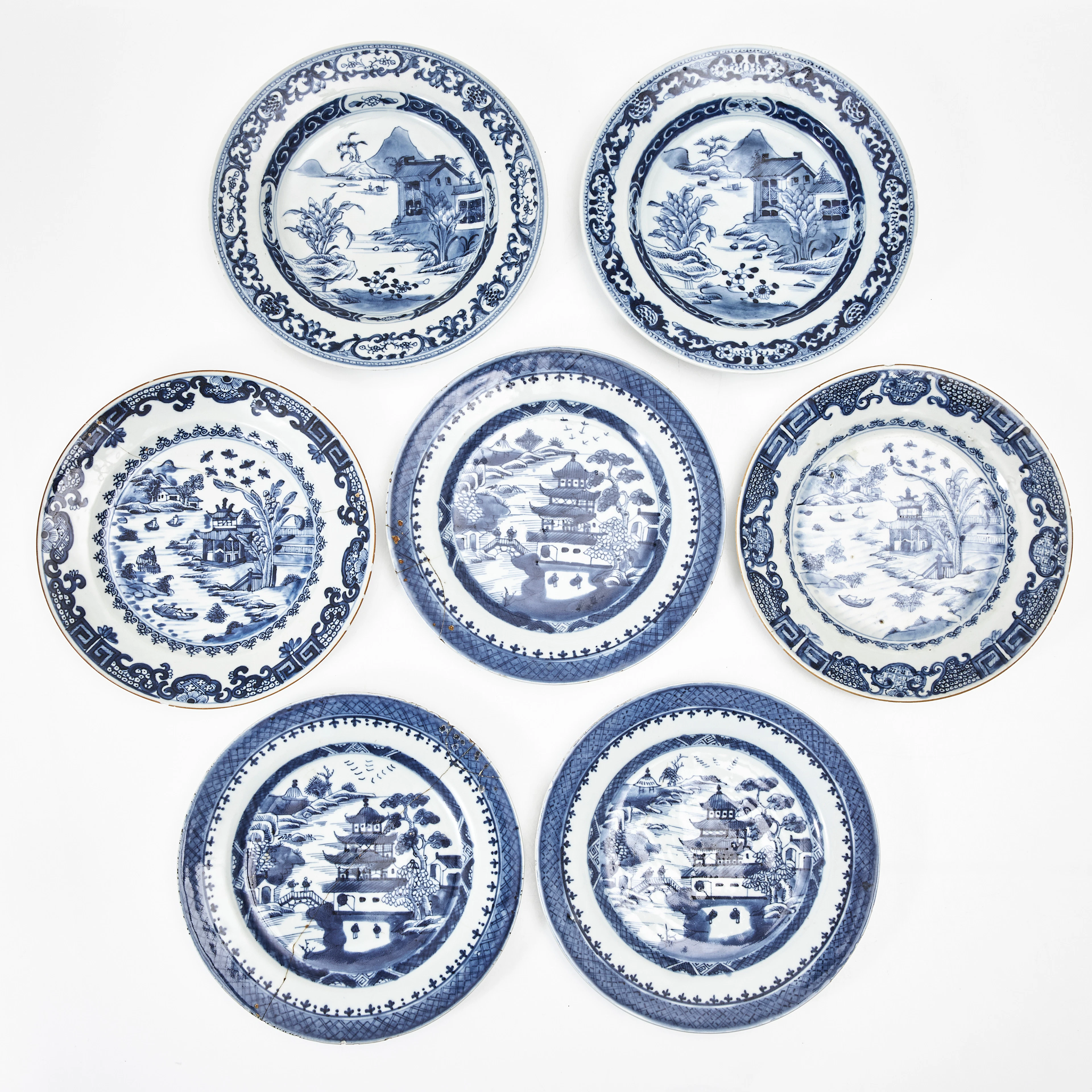 TALLRIKAR, 7 stycken, porslin, Kina, 1700/1800-tal.