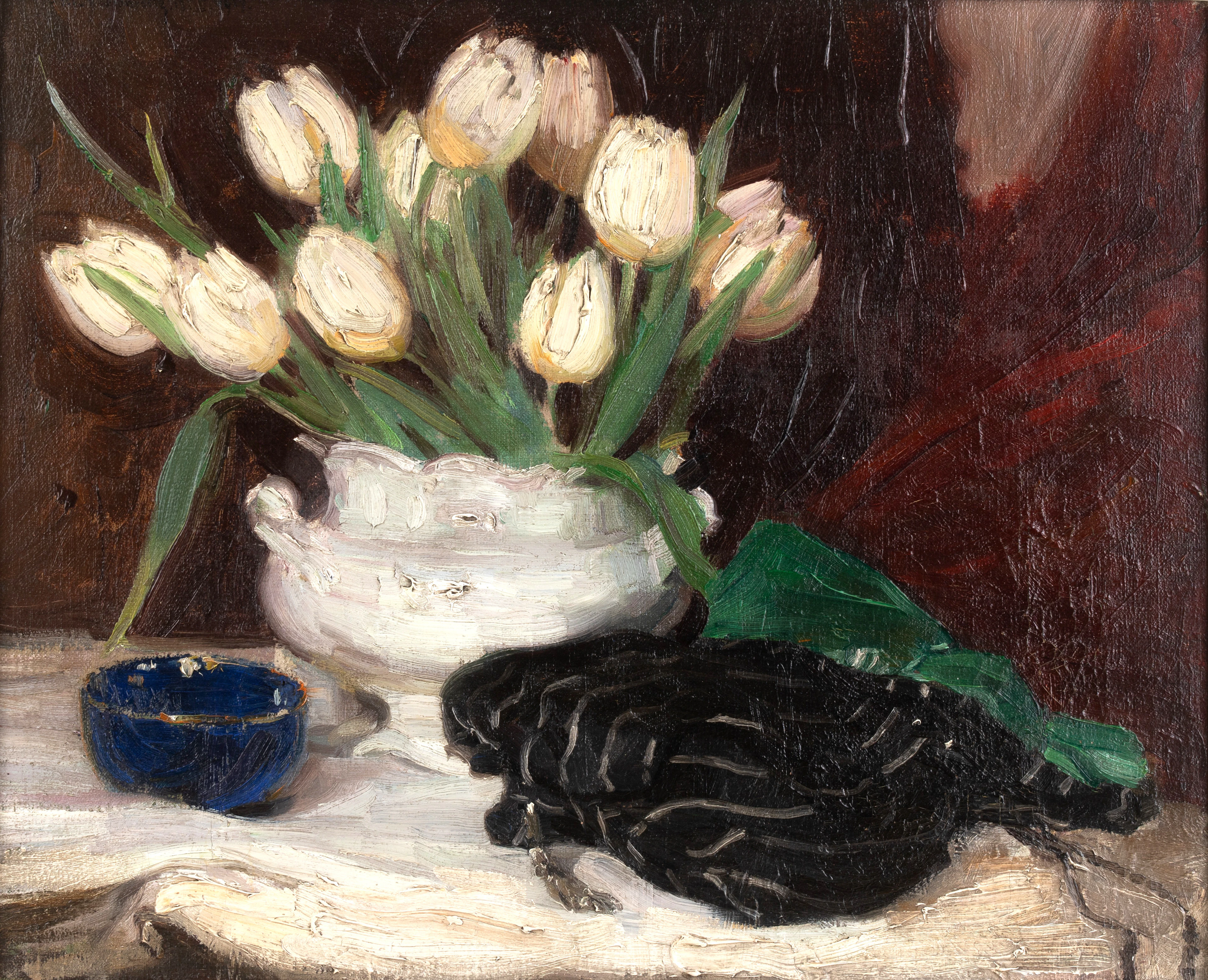 MAX KOWARZIK (1875-1918). Stillleben mit weißen Tulpen.