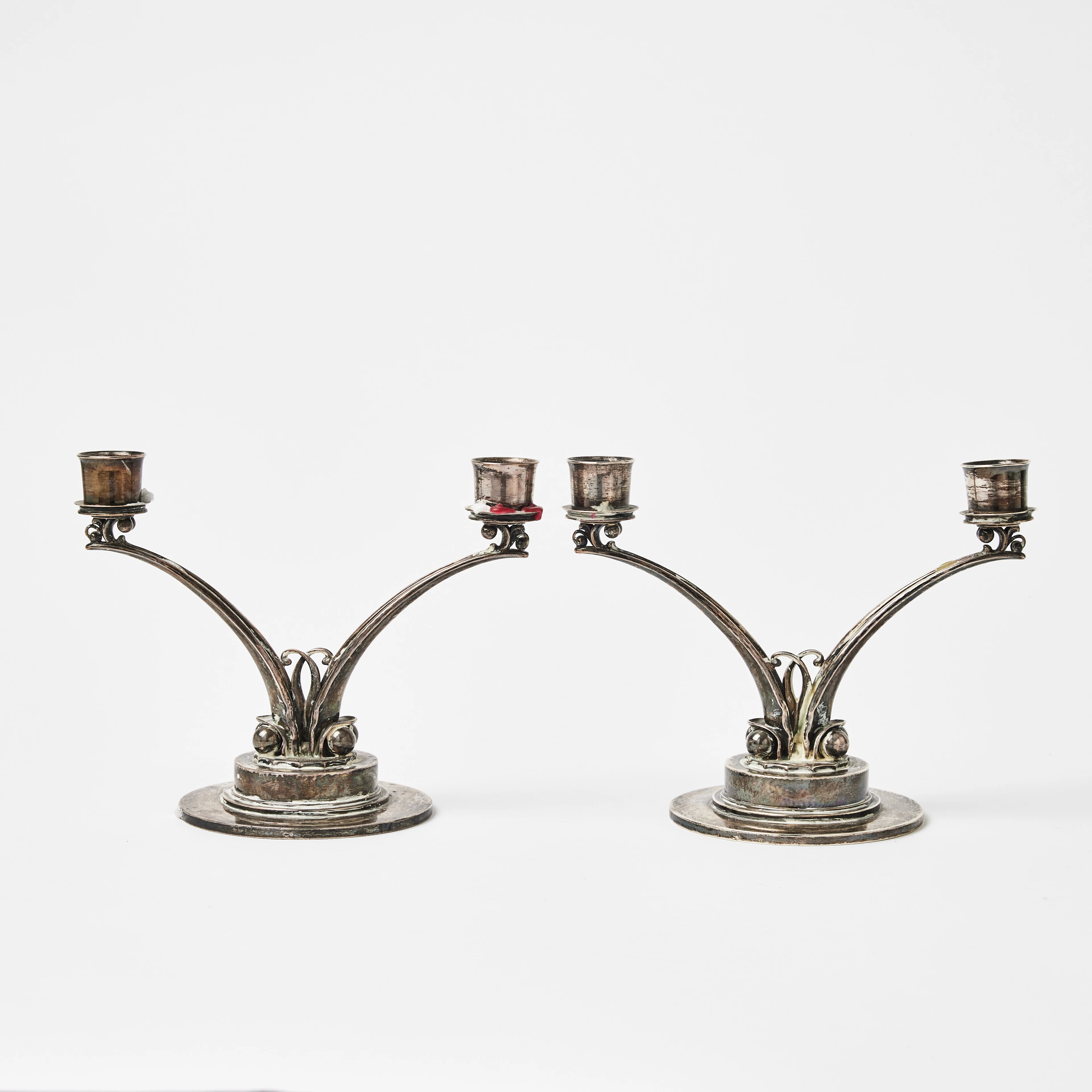 HARALD NIELSEN. Ljusstakar, ett par, modell 278, sterlingsilver, för