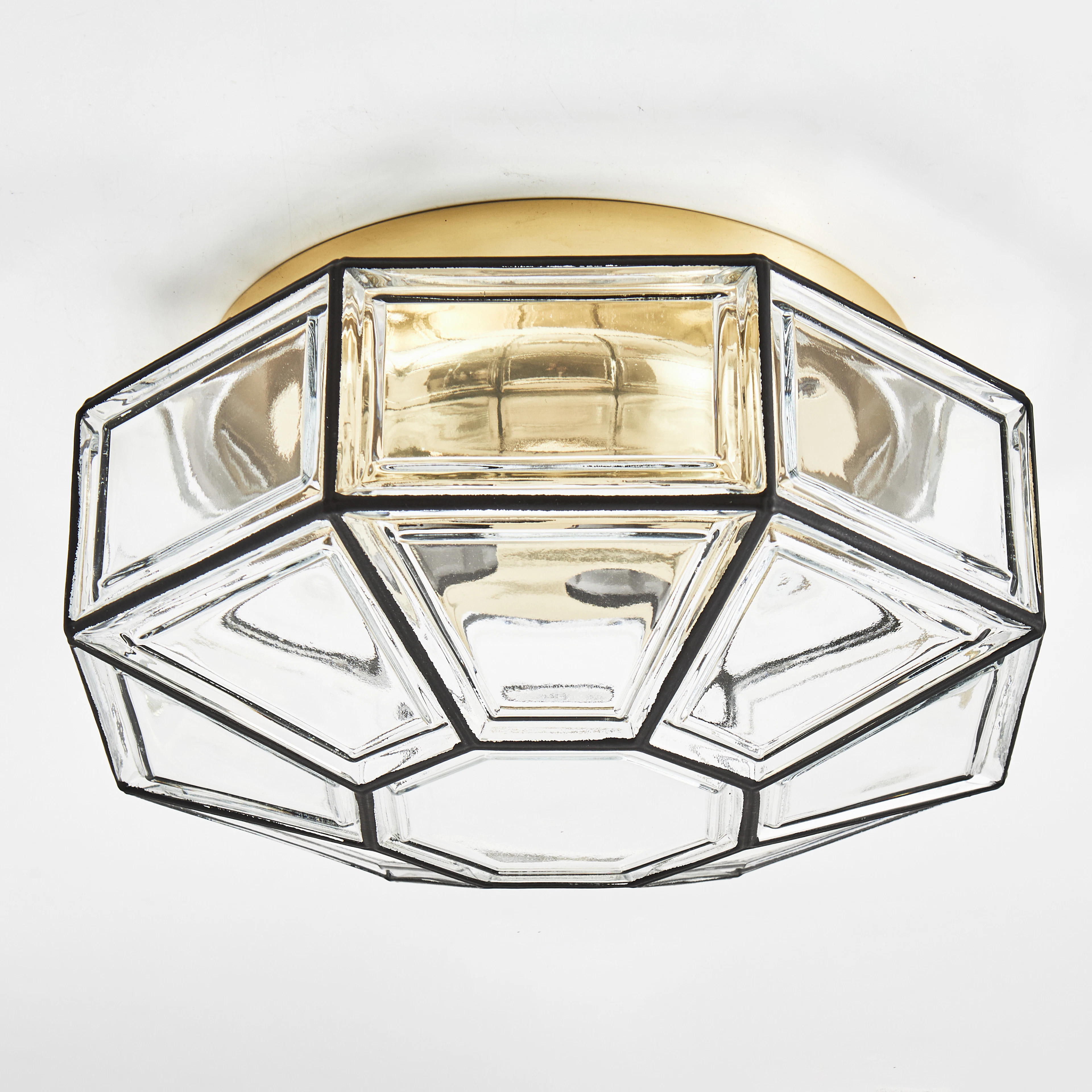 TAKLAMPA, Hollywood Regency, 1970/80-tal, glas, mässing, Glashütte Limburg.