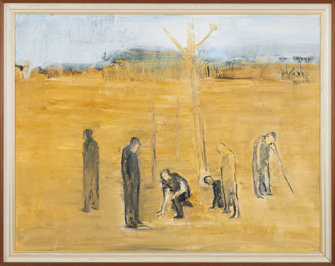 STAFFAN LINDH. Figurkomposition, olja på pannå, signerad.