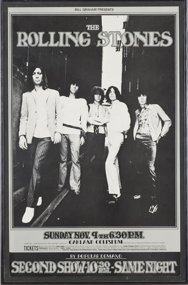 ROLLING STONES, konsertaffisch, screentryck, November 9, Oakland Coliseum