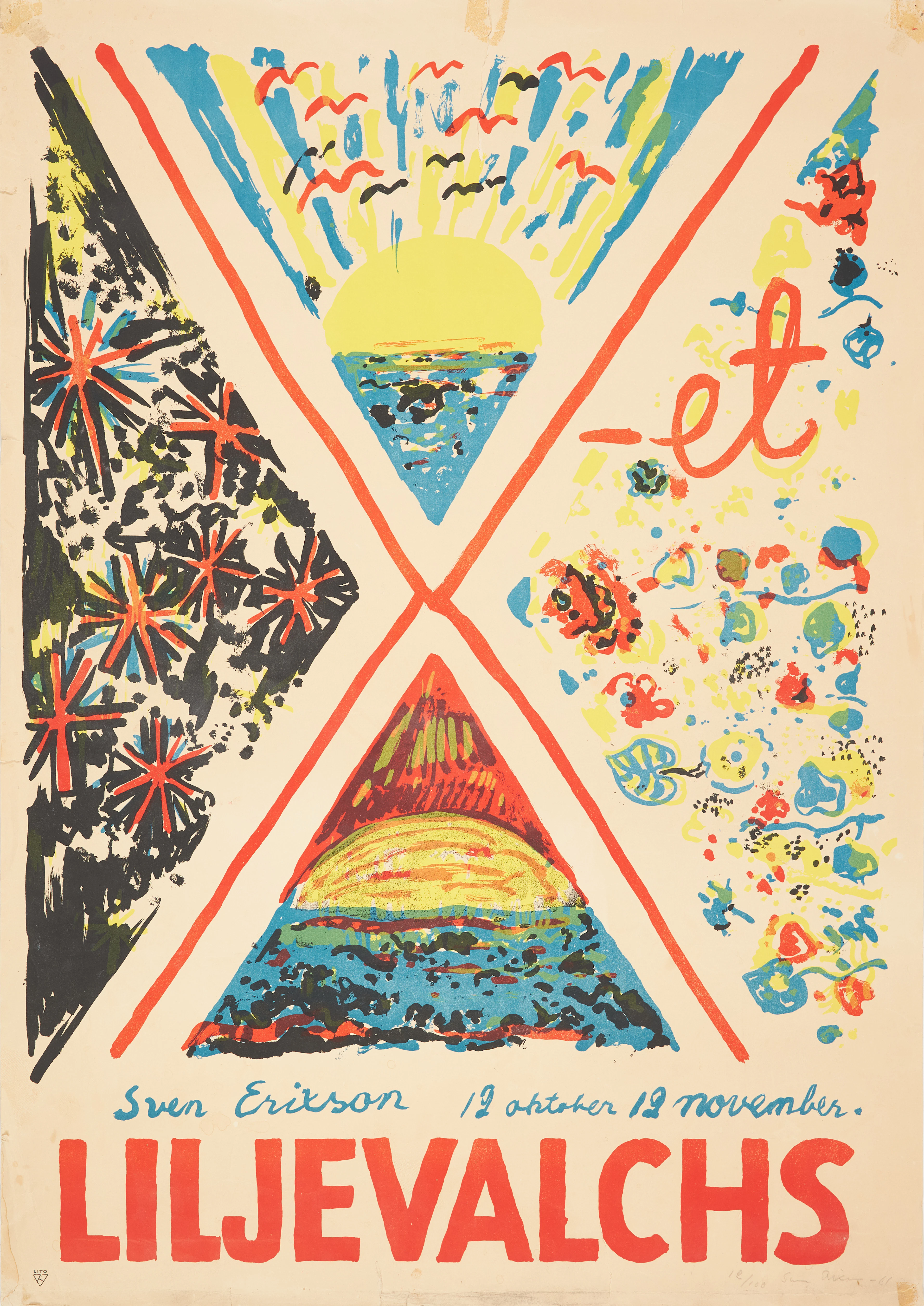AFFISCH, Sven X:et Erixson (1899-1970), Liljevalchs, litografi, signerad