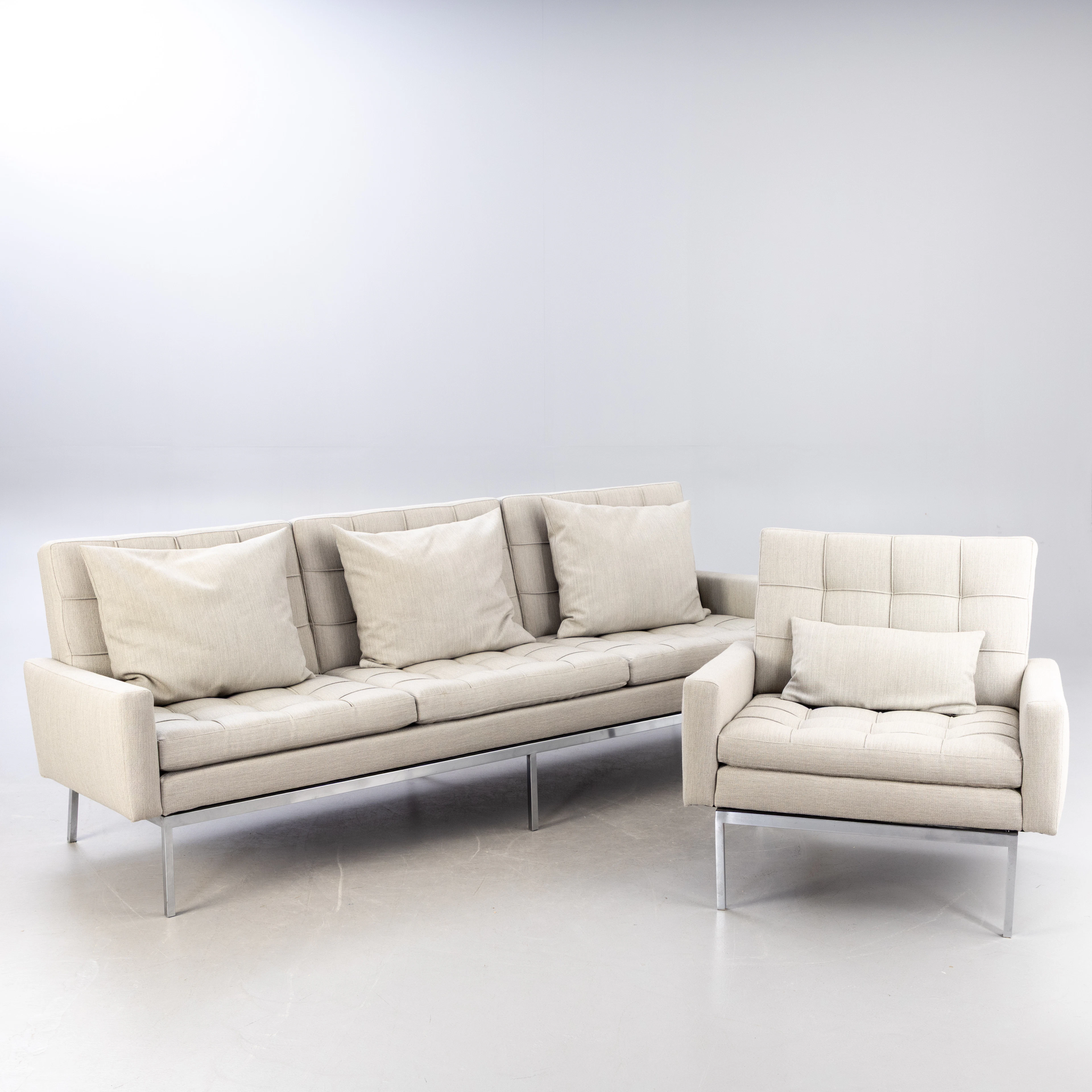 FLORENCE KNOLL. 3-Sitzer Sofa 67A + Sessel 65A für Knoll International