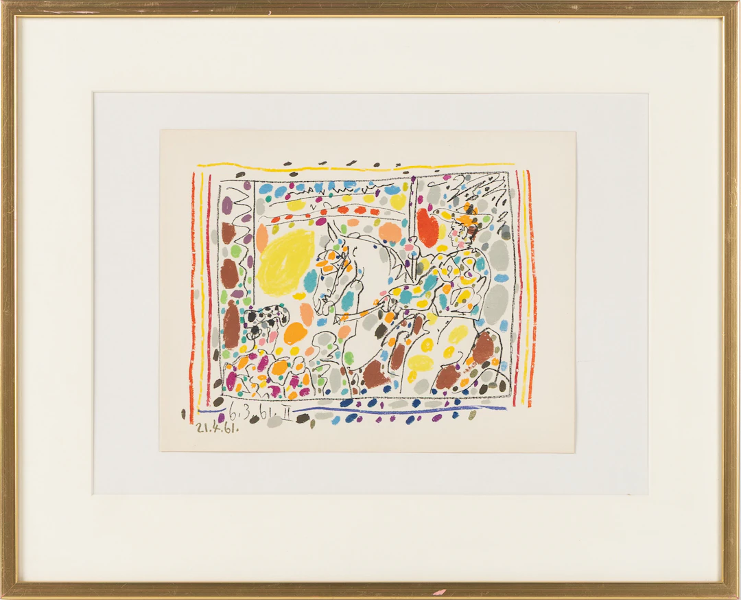 PABLO PICASSO. "Picador", färglitografi original, ur "A los toros